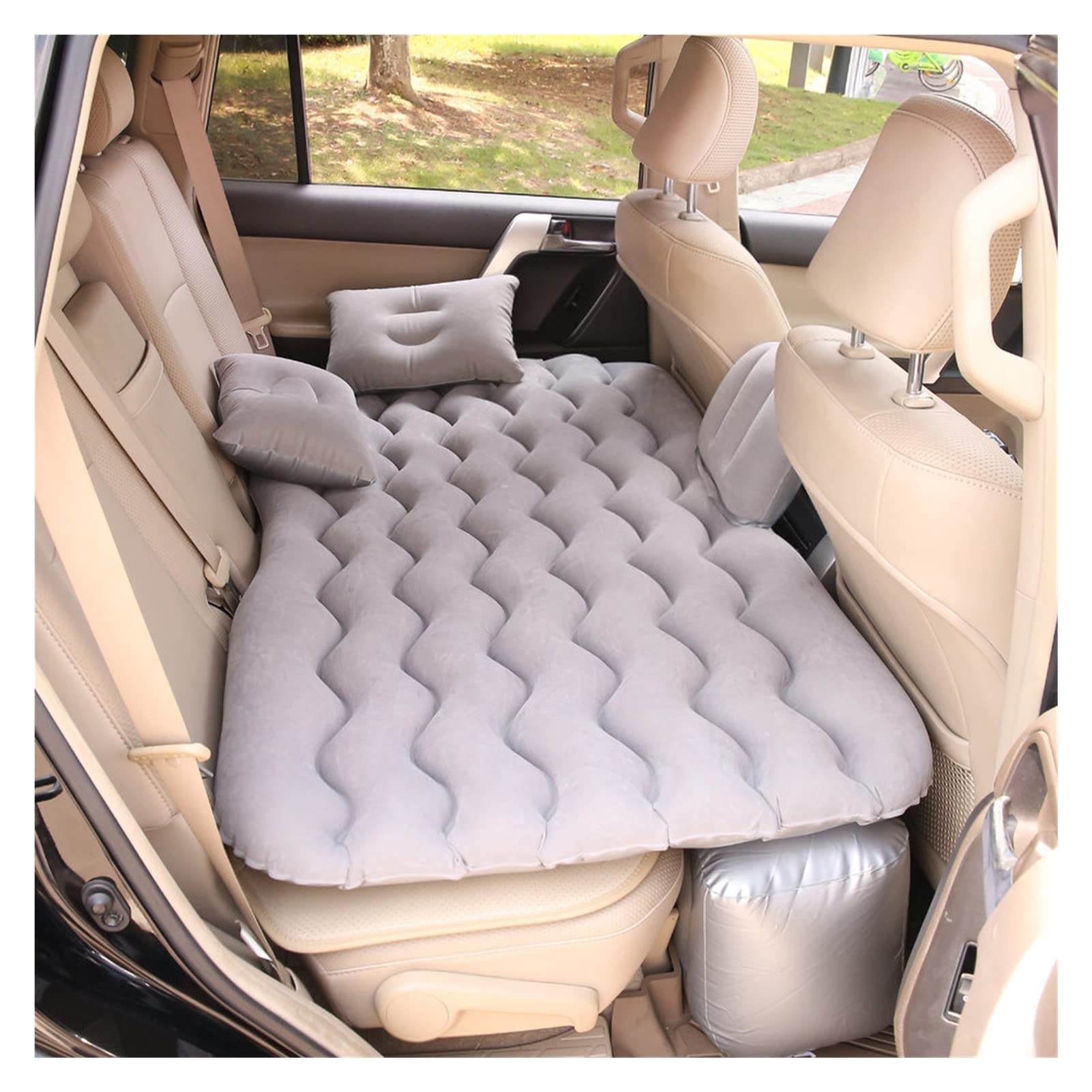 Inflatable Lounger Chair for Car Travel & Camping - Portable Air Sofa Bed, SUV Truck Back Seat Mattress, Outdoor Picnic Cushion - Universal Size Grey - Perfect for Road Trips, Beach Relaxing & Backyard Lounging