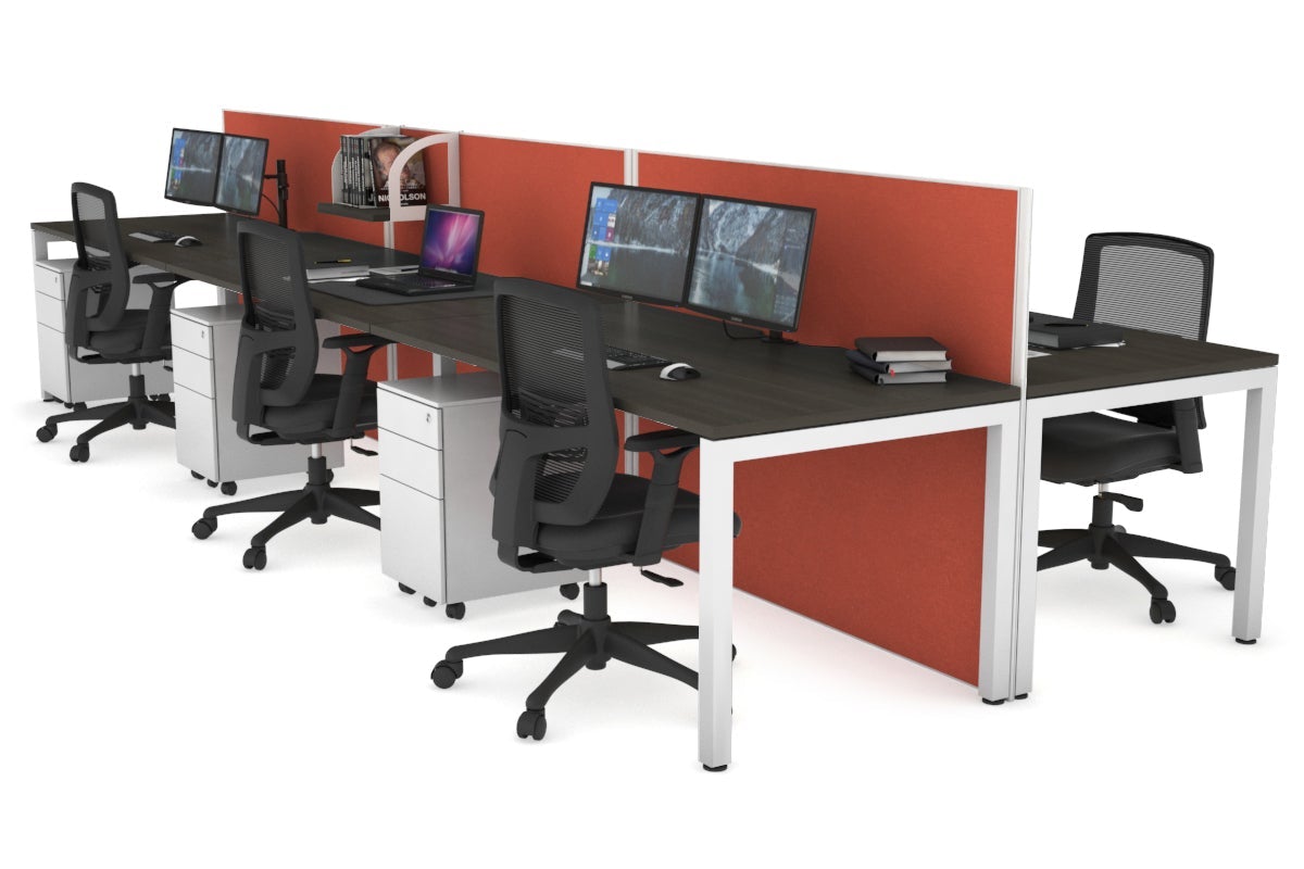 Horizon Quadro 6p Bench with Square Legs - 1800L x 800W Office Workstation with Cable Management Scallop - Perfect for Modern Workspaces, Conference Rooms & Collaborative Office Environments