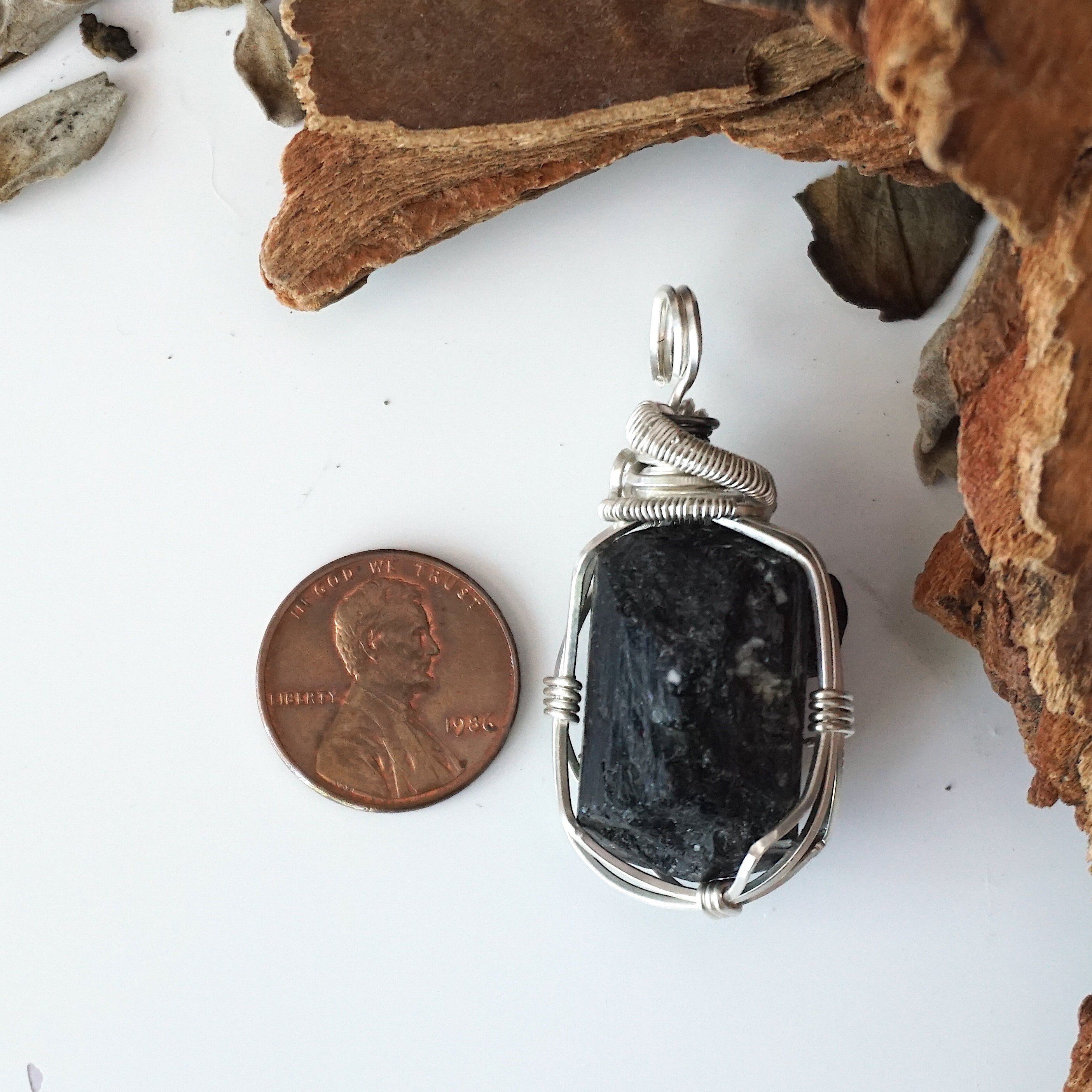 Sterling Silver Wire Wrapped Raw Tourmaline Pendant Necklace for Women - Handmade Boho Jewelry Gift for Birthday, Wedding & Spiritual Healing