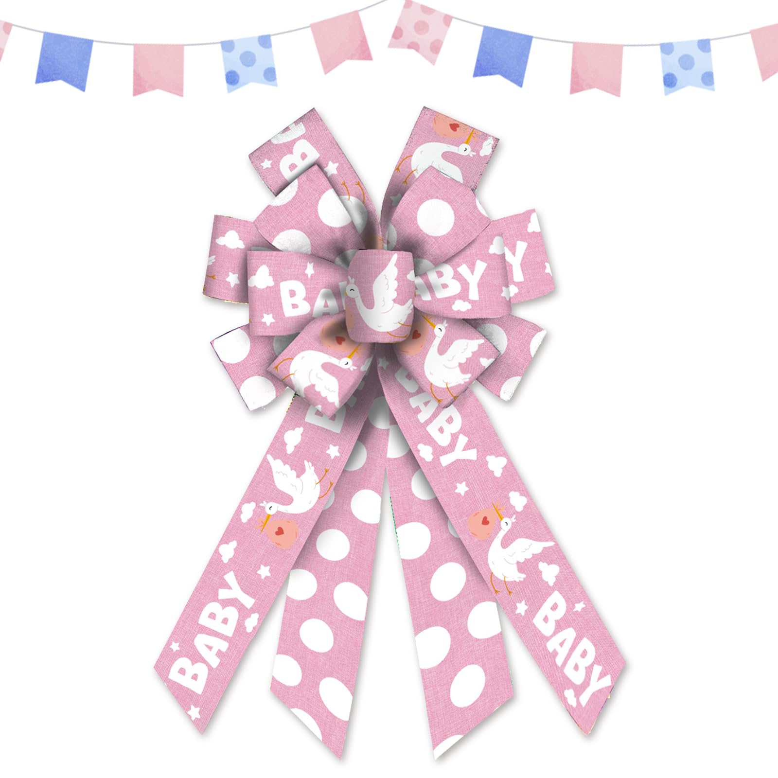 Pink Baby Shower Bows for Wreath Decor - Gender Reveal & Front Door Decorations