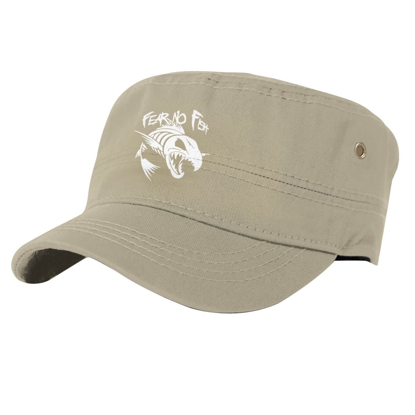 Fear-No-Fish Army Cap Cadet Hat - Adjustable Military Baseball Hat for Men - Black Tactical Hat for Outdoor, Hiking & Casual Wear