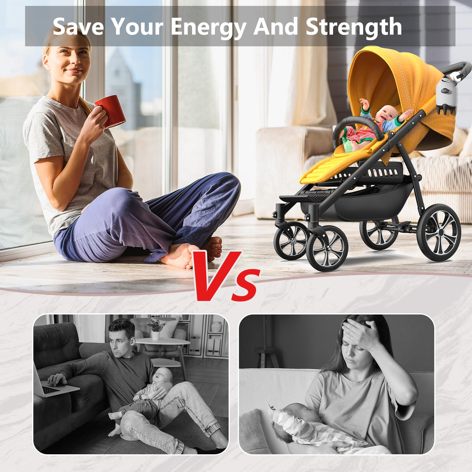 QNHMPW Portable Baby Rocker & Bouncer - Adjustable Speed USB Rechargeable Vibrating Soother for Newborns | Gentle Rocking for Strollers & Prams | Perfect Baby Sleep Aid & Essential Gift for Parents | Ideal for Nursery, Travel & Soothing Fussy Babies