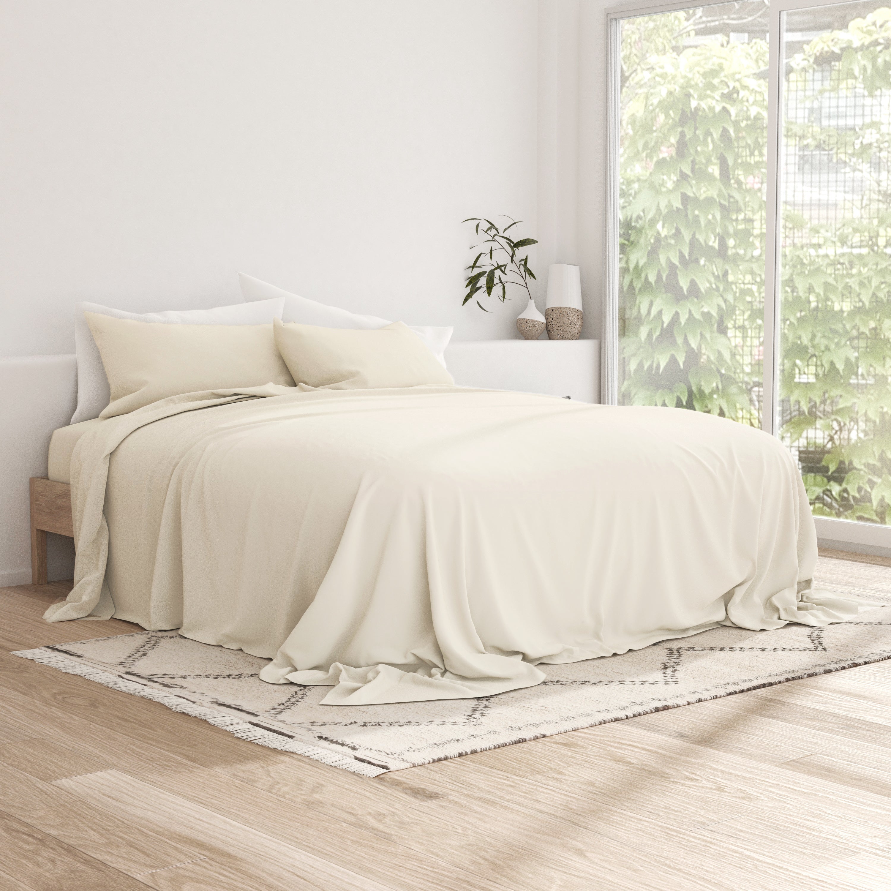 4-Piece Luxury Bed Sheet Set - Soft & Breathable Cotton - Queen Size - Perfect for Home, Hotel & Airbnb Use