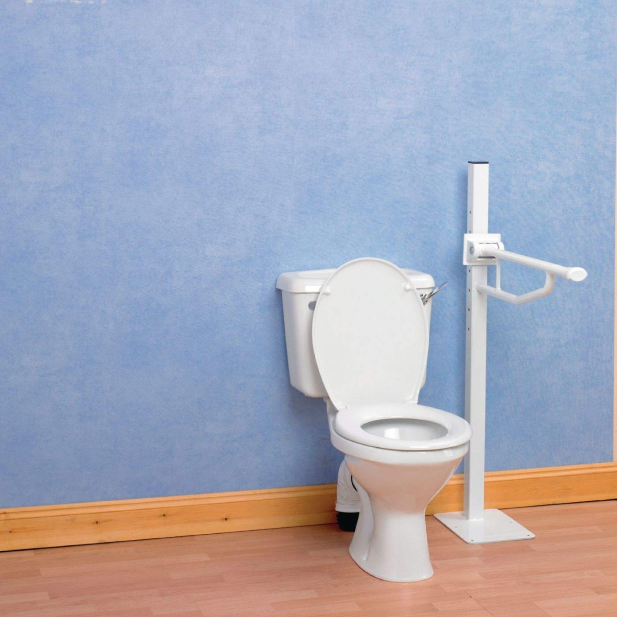 Homecraft Devon Elite Folding Support Floor Mounted Rail - Adjustable Bathroom Safety Grab Bar for Elderly & Disabled Users | Non-Slip Handrail for Toilet, Shower & Bathtub | Ideal for Fall Prevention & Mobility Assistance in Home Care Settings