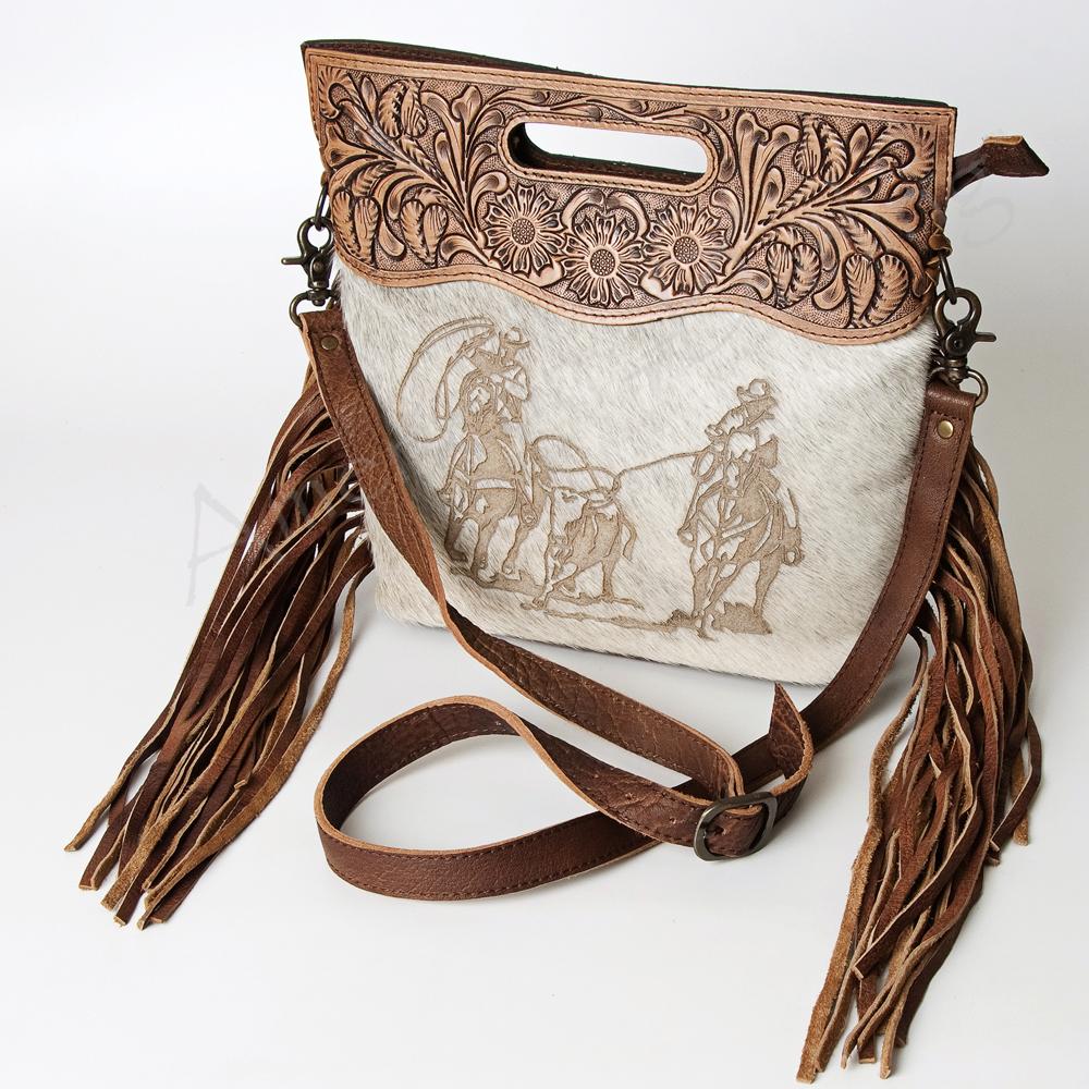 American Darling Team Roper Genuine Cowhide Leather Purse for Women - Western Style Handbag for Rodeo, Country Music Festivals & Everyday Use