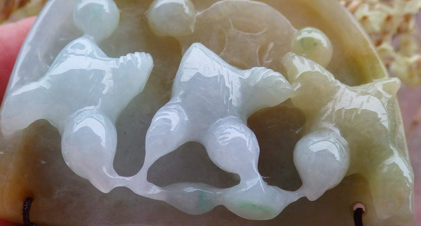 Certified 100% Natural Jadeite Pendant Necklace - Yellow Green Jade with 3 Rooster Phoenix Coin Charm, Symbolizing Prosperity & Abundance | Perfect for Gifts, Special Occasions & Spiritual Protection