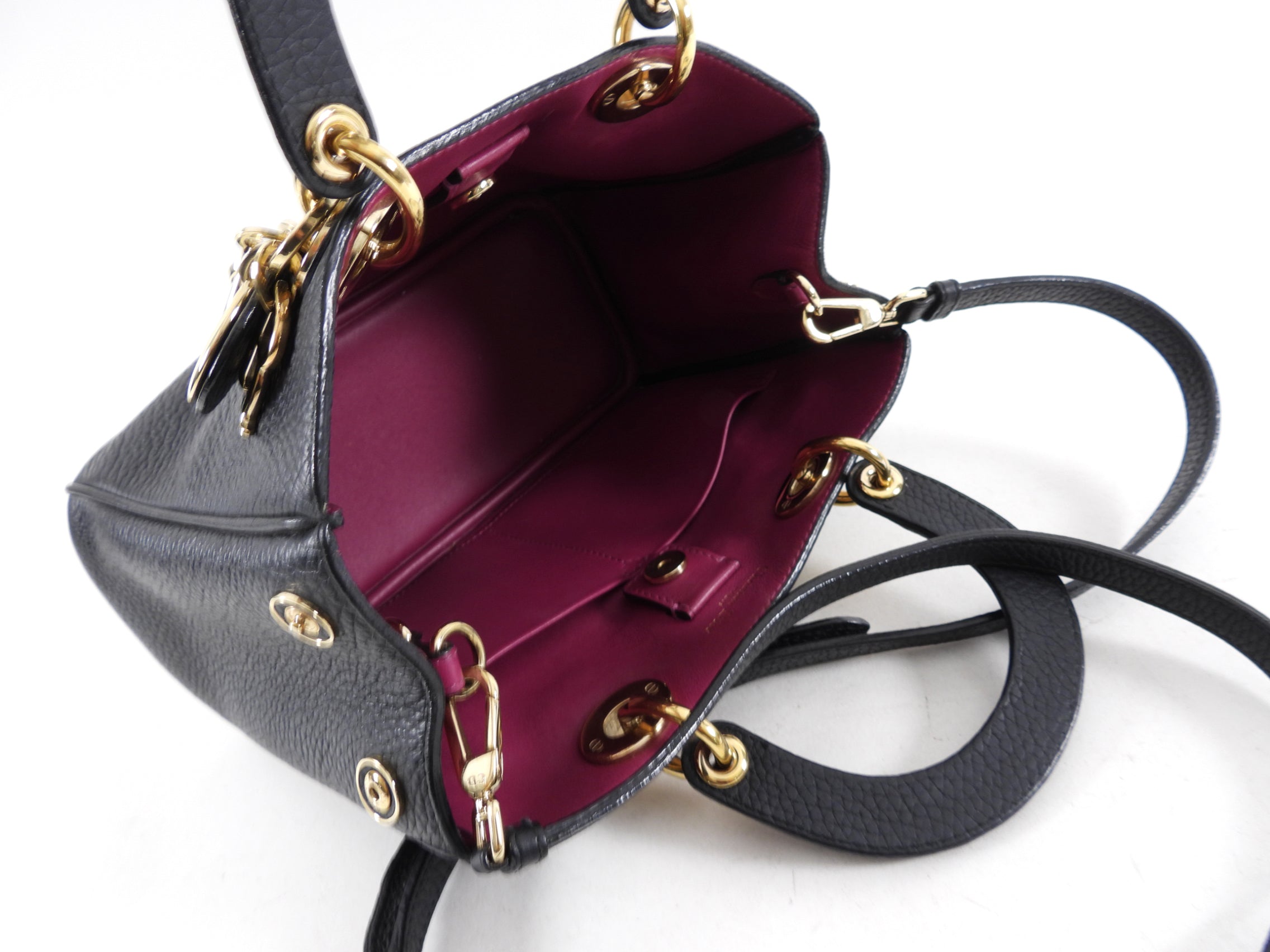 Christian Dior Black Mini Diorissimo Leather Two-Way Shoulder Bag Crossbody Purse for Women | Luxury Designer Handbag for Date Night, Office & Travel