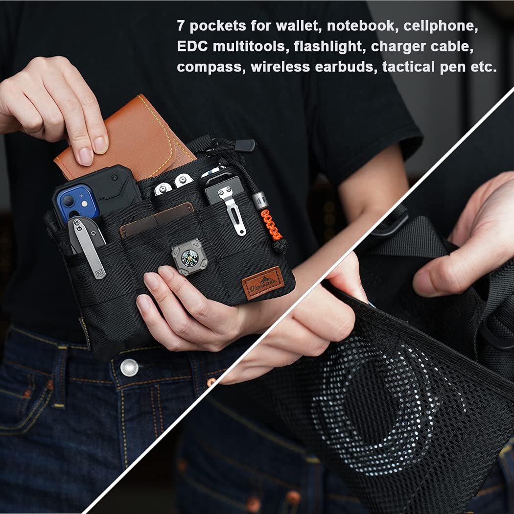 VIPERADE VE5 EDC Pocket Organizer for Men - 7-Pocket Nylon Pouch with Strap | Multitool & Utility Tool Organizer | Perfect for Camping, Hiking & Everyday Carry (EDC) Gear Storage