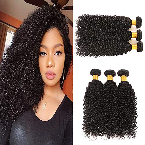 Premium 10A Grade Brazilian Kinky Curly Virgin Hair Bundles - 100% Unprocessed Human Hair Weave Extensions (22/24/26 Inches, Natural Black) for Stunning Curly Hairstyles, Protective Styles & Everyday Glam