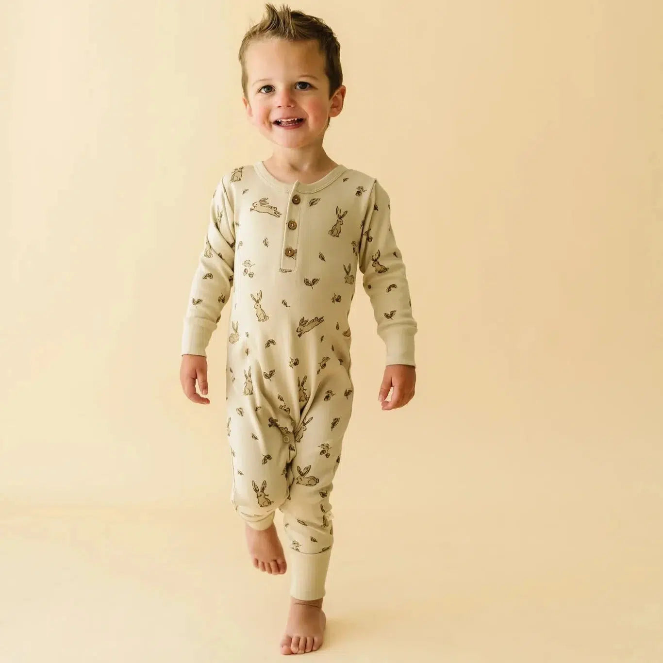 Makemake Organics Baby Button Romper - Soft Cotton Bunny Hop Design for Newborns & Infants | Perfect for Playtime, Photo Shoots & Special Occasions