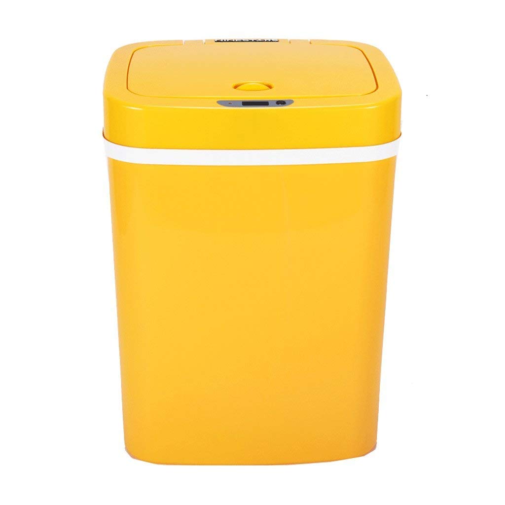 Smart Induction Trash Can - 12L Sealed Plastic Waste Bin for Kitchen, Living Room & Office - Automatic Motion Sensor Garbage Bin, Yellow (Ideal for Recycling & Household Use)