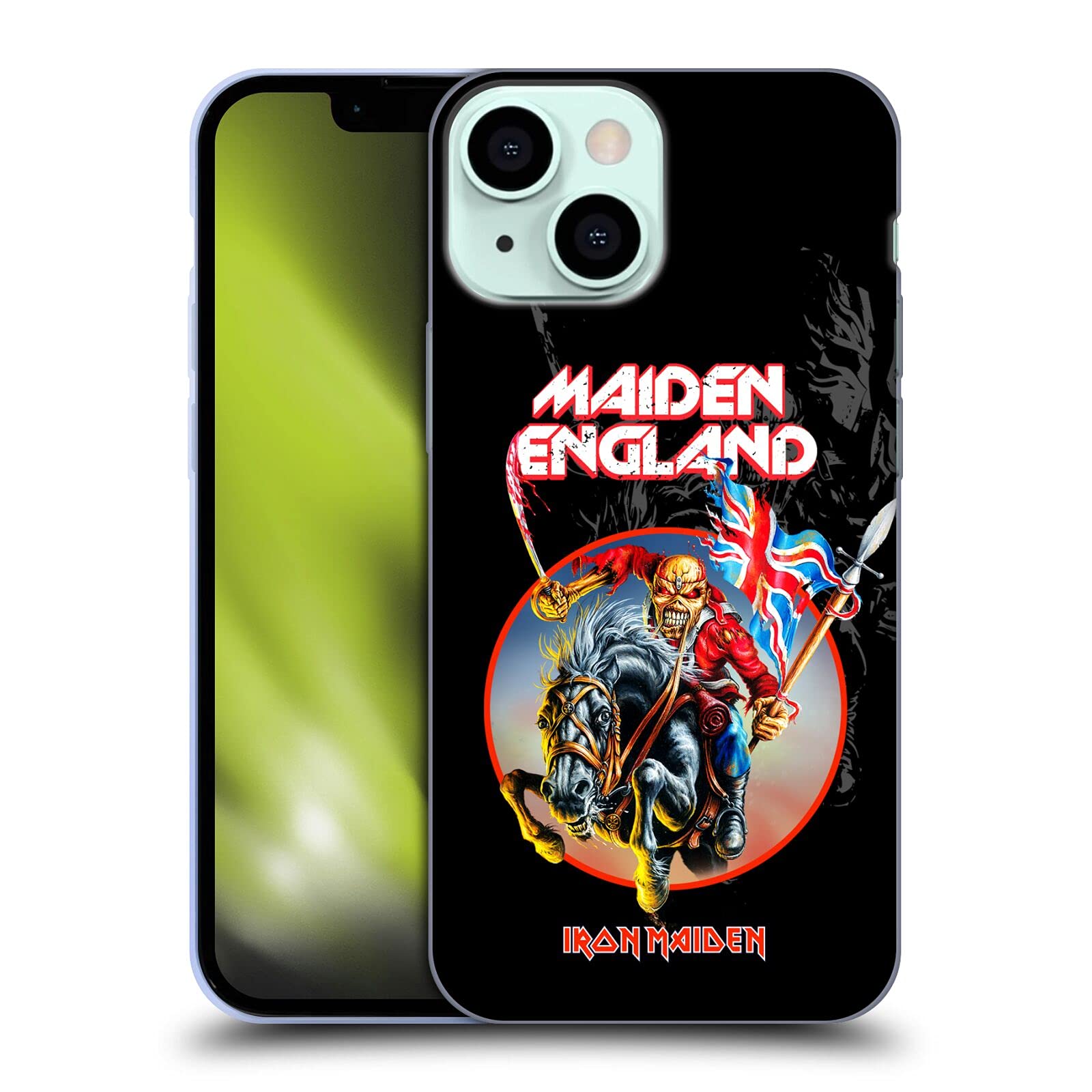 Officially Licensed Iron Maiden England Tours Soft Gel Phone Case for Apple iPhone 13 Mini - Rock Music Fan Accessory for Concerts, Travel & Everyday Protection