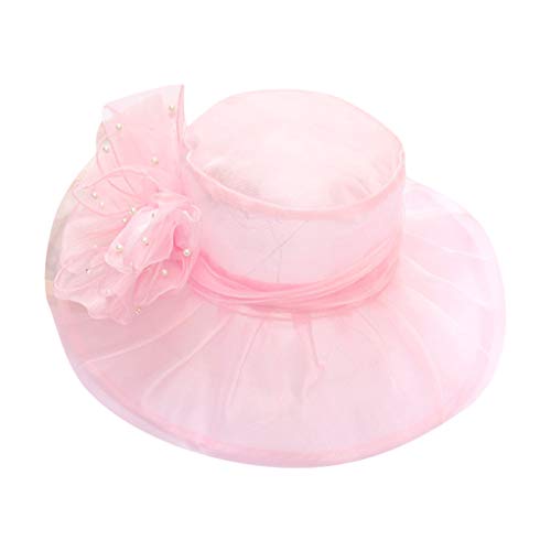 Vintage Women's Fascinator Hats - Elegant Derby & Tea Party Hats with Bowknot, Wide Brim Sun Hat for Church, Weddings & Outdoor Events