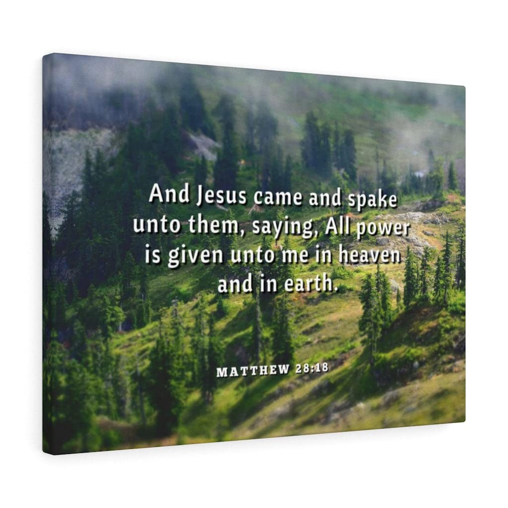Christian Wall Art with Bible Verse - Matthew 28:18 Scripture Print | Ready to Hang Inspirational Home Decor for Living Room, Bedroom & Church | Express Your Love with Faith-Based Gifts