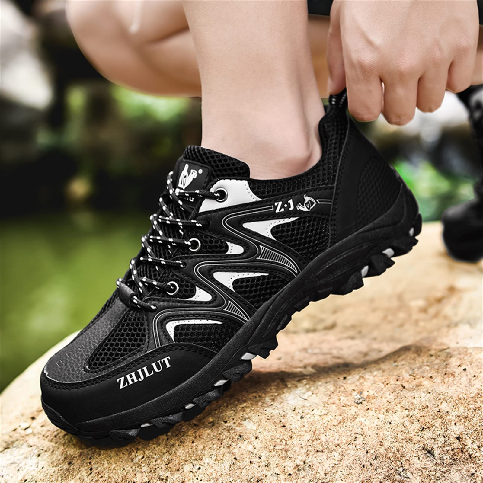 **Men's Waterproof Hiking Boots - Non-Slip Winter Trekking Shoes for Outdoor Work & Mountain Climbing - Lightweight Safety Shoes with Wide Comfort Toe - Perfect for Camping, Hiking & Construction**