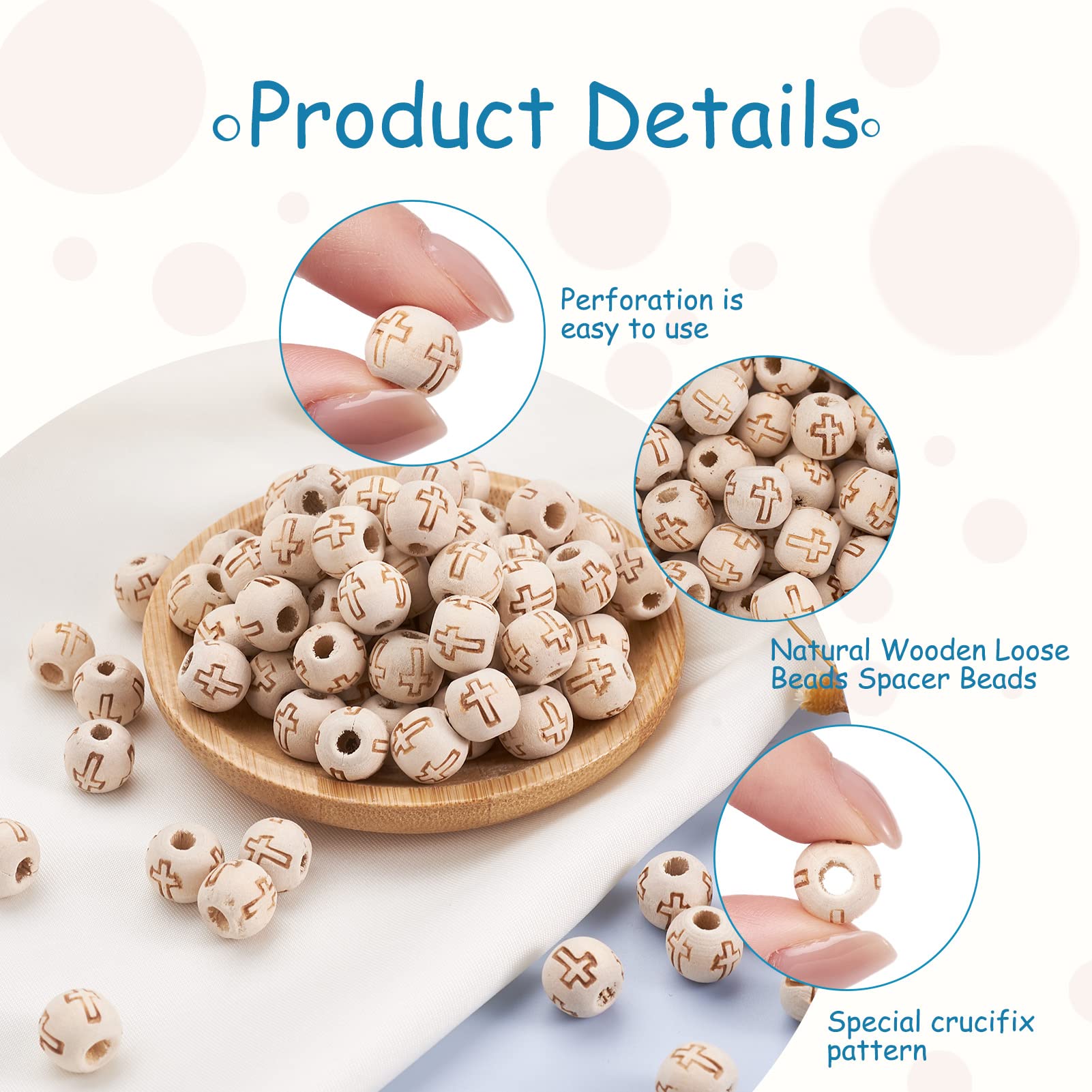 Craftdady 200pcs 10mm Natural Round Wood Beads for Jewelry Making - Unfinished Wooden Ball Spacer Beads with Cross Pattern (2mm Hole) - Perfect for DIY Bracelets, Necklaces & Craft Projects