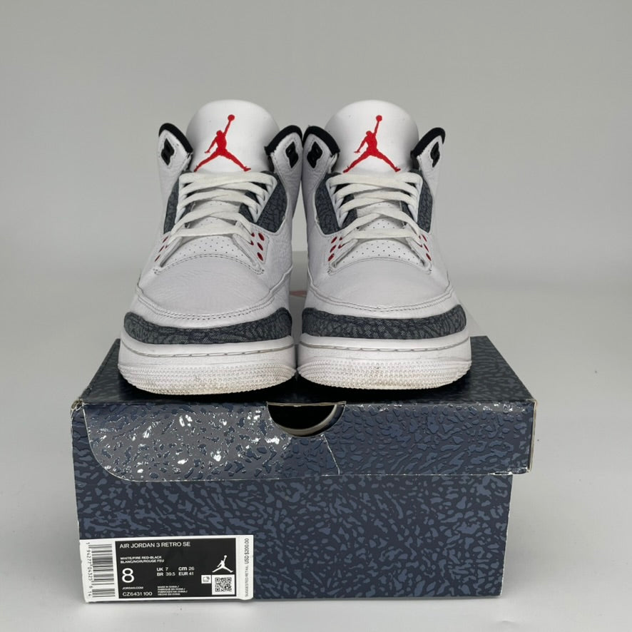 Original: AIR JORDAN 3 FIRE RED DENIM SIZE 8 CZ6431 100   Optimized: Air Jordan 3 Retro Fire Red Denim Men's Sneakers - Size 8 (CZ6431-100) - Authentic Basketball Shoes for Streetwear & Casual Outfits