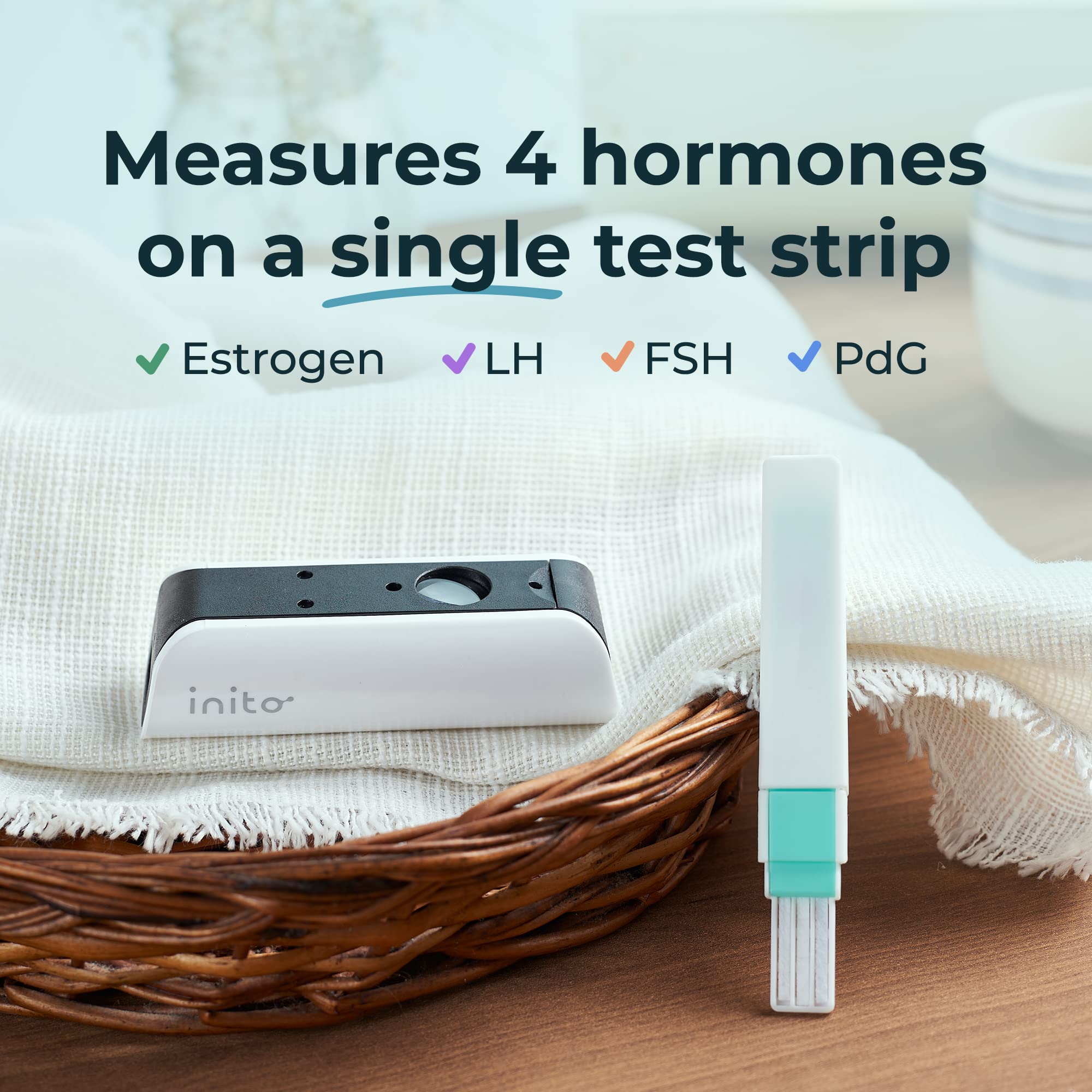 Inito Fertility Monitor & Hormone Tracker for Women - Track Estrogen, LH, PdG, FSH Levels | Confirm Ovulation with 15 Test Strips | Compatible with iPhone Xs Max/11 Pro Max | Perfect for Home Use, Pregnancy Planning & Fertility Awareness