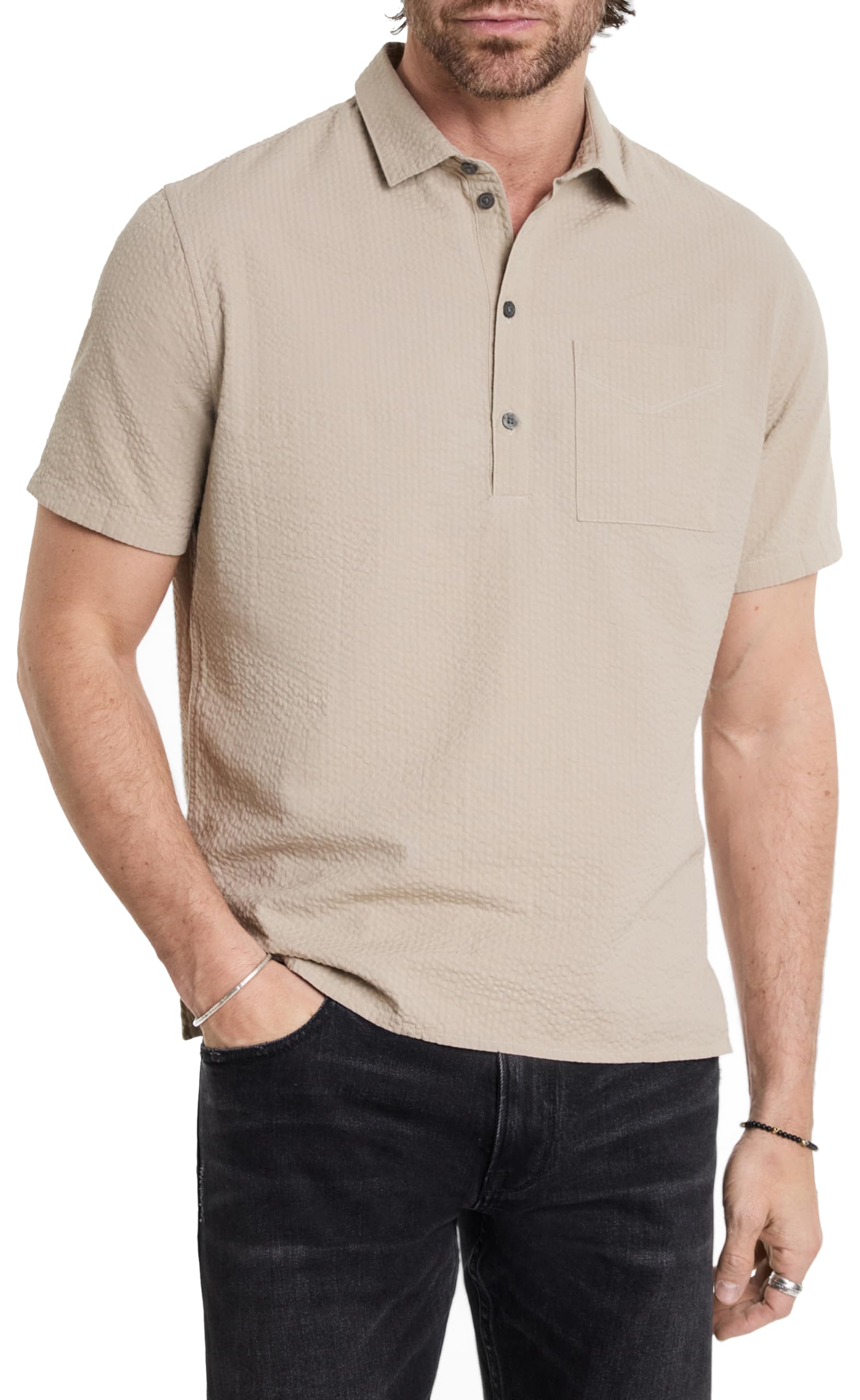 John Varvatos Men's Maurice Button-Down Shirt | Premium Cotton Casual Dress Shirt for Business & Date Nights | Slim Fit & Stylish Design