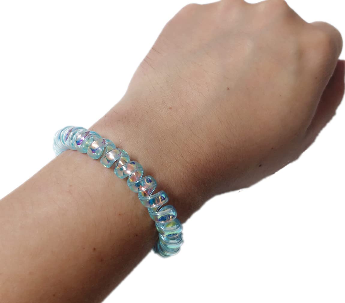 Iridescent Spiral Stretch Keychain Wristband - Pack of 5 | Spring Coil Ring Holder & Bracelet for Keys, Phone, Wallet | Perfect for Gym, Office, Travel & Daily Use