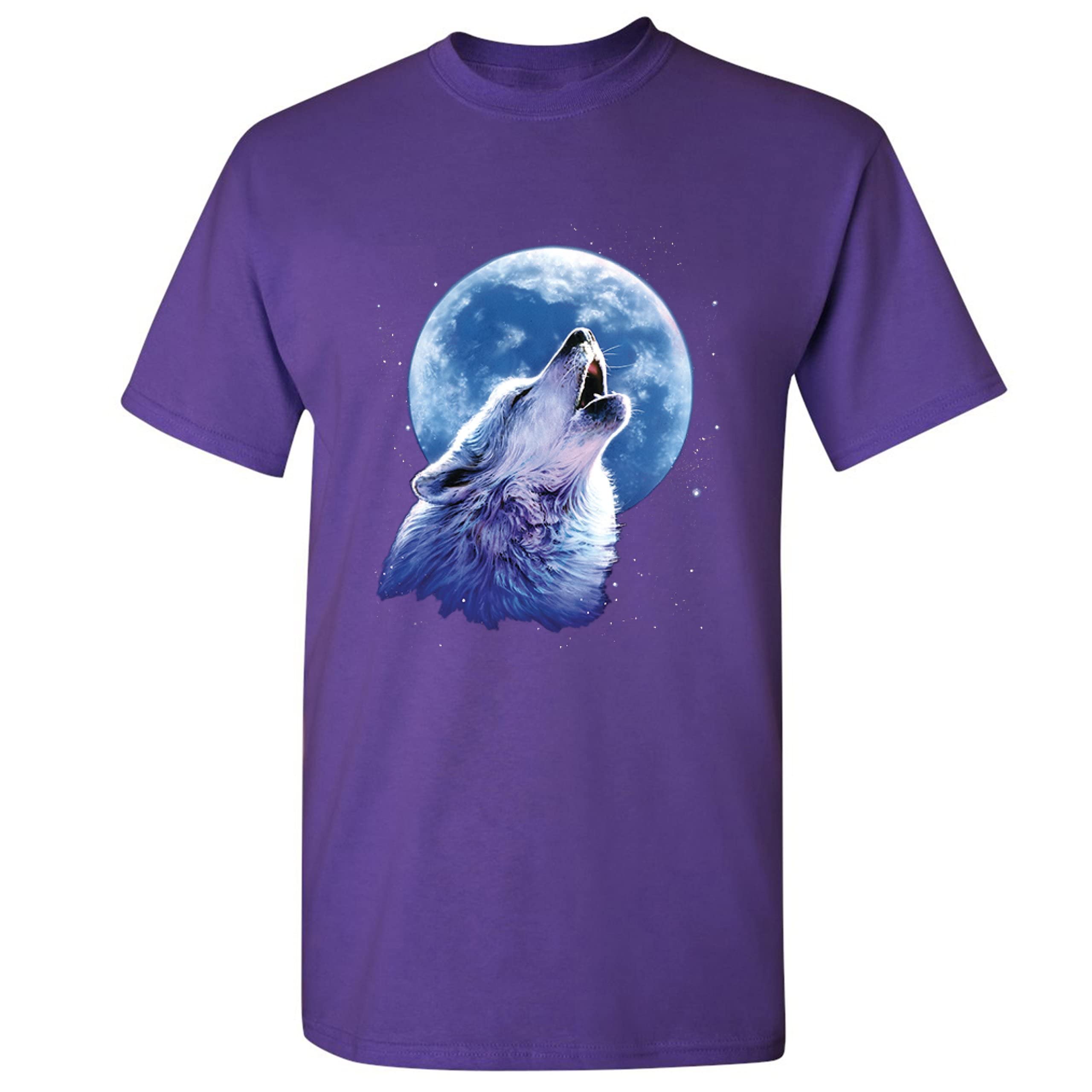 Call of The Wild T-Shirt - Lone Wolf Howling at Moon Graphic Tee for Men - Wildlife & Nature Inspired Novelty Shirt - Perfect for Outdoor Adventures, Camping & Nature Enthusiasts