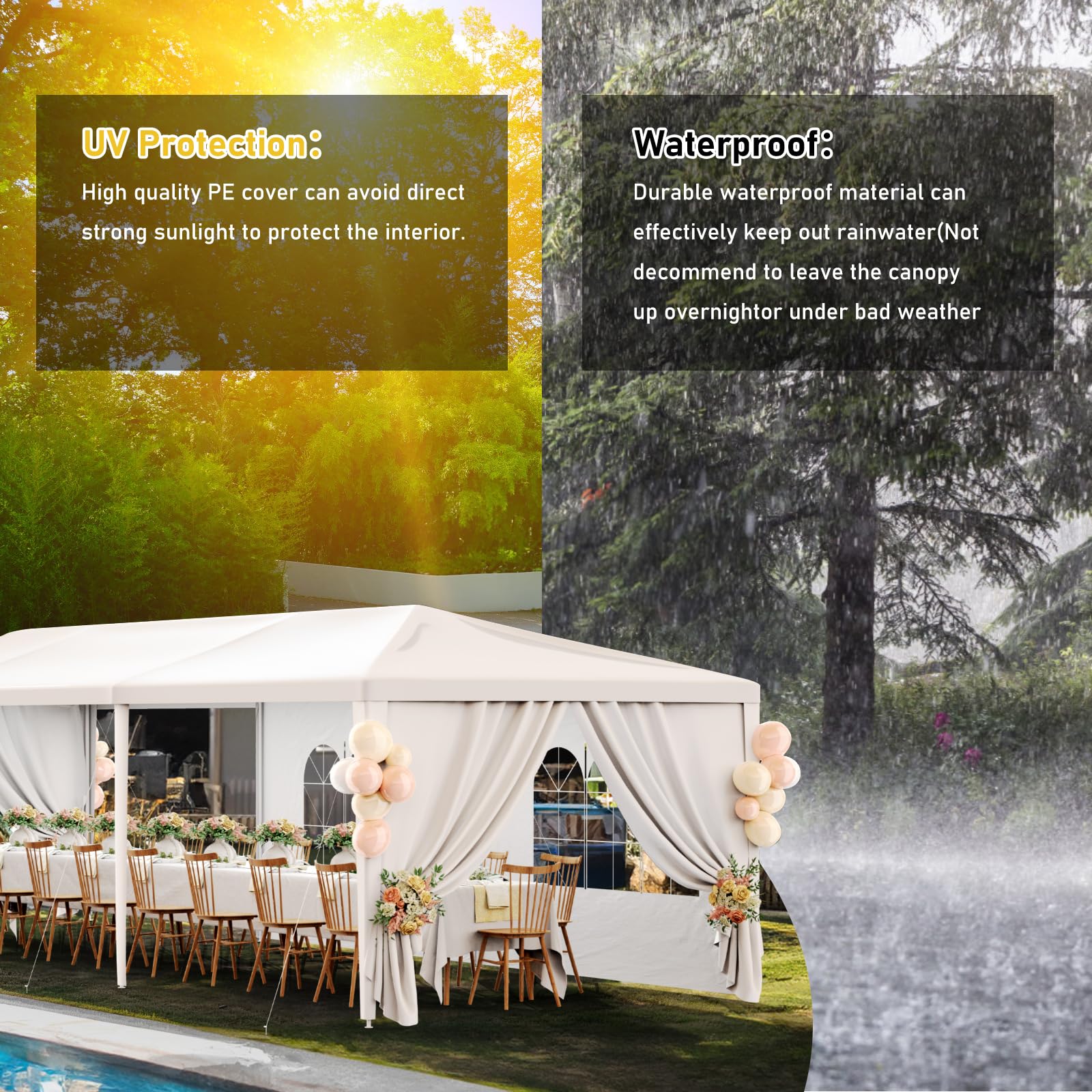 10x30 White Outdoor Party Tent with 8 Removable Sidewalls - Waterproof Gazebo Canopy for Weddings, Birthdays, Garden Parties, BBQ & Camping - Perfect for Backyard, Patio & Outdoor Events