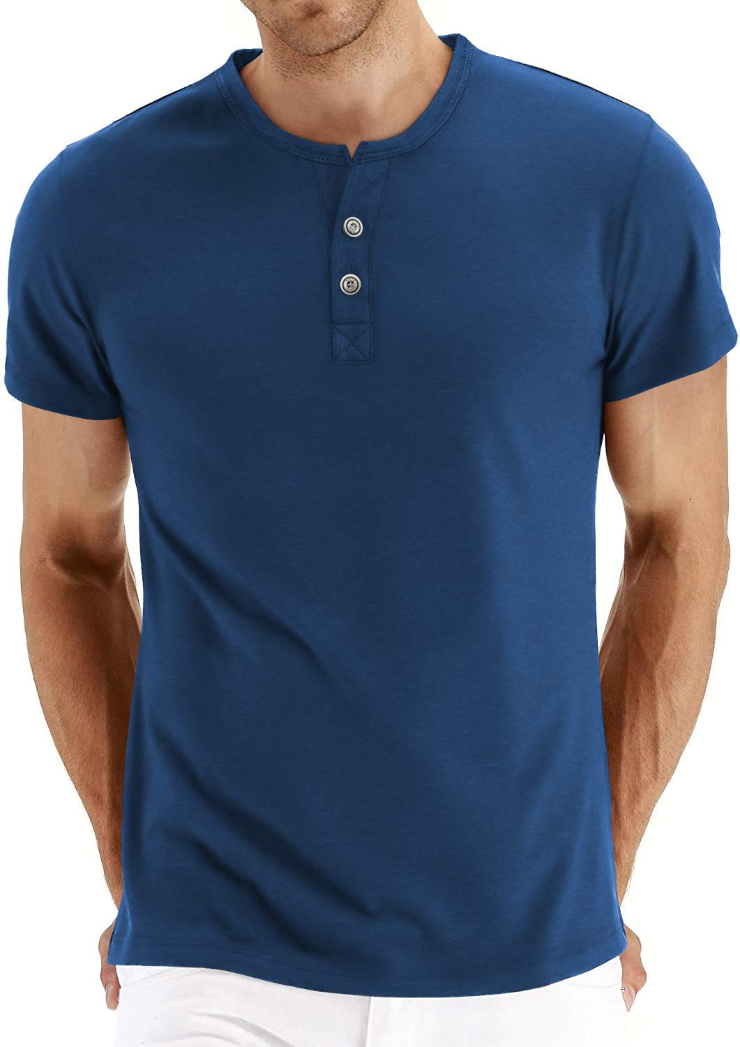 Aiyino Men's Casual Slim Fit Long Sleeve Henley T-Shirt - Soft Cotton Breathable Shirt for Everyday Wear, Work, and Outdoor Activities
