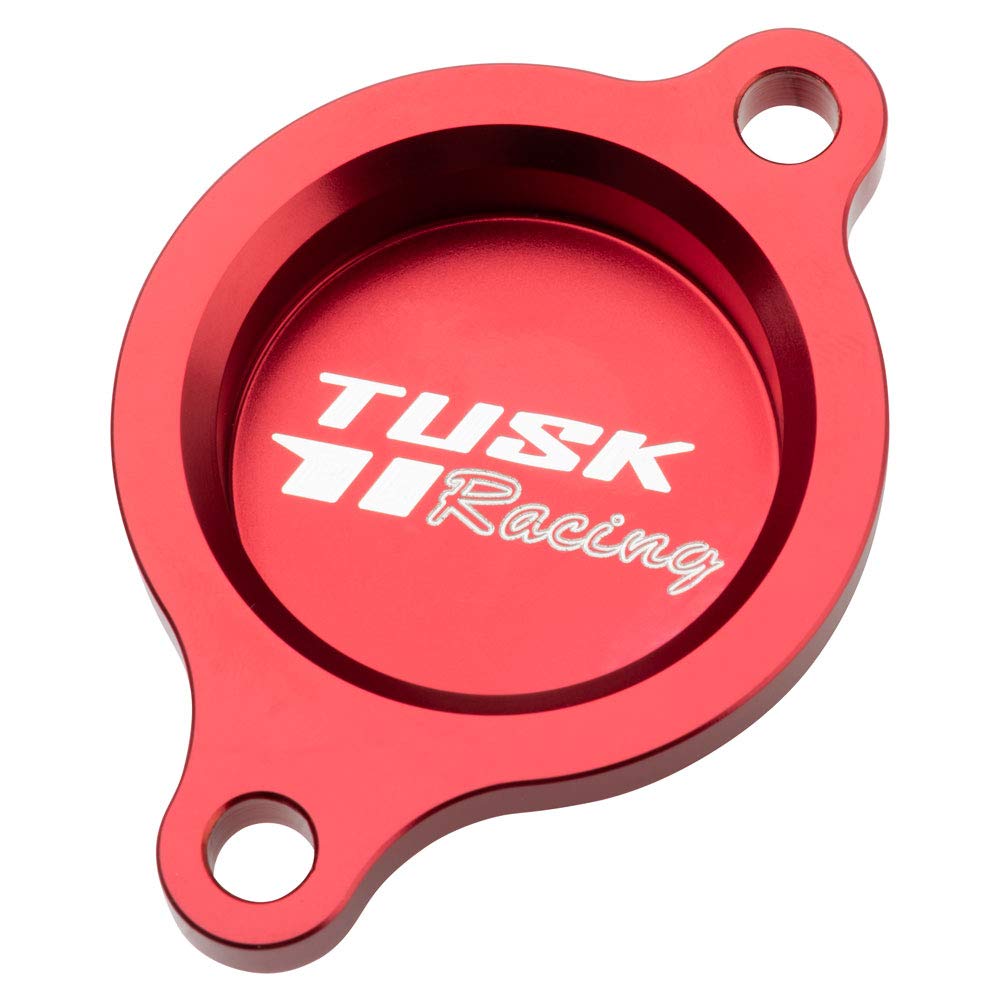 Tusk Aluminum Oil Filter Cover Red for Honda CRF450R Works Edition 2019-2022 - Durable Motorcycle Engine Protection for Off-Road & Motocross Racing