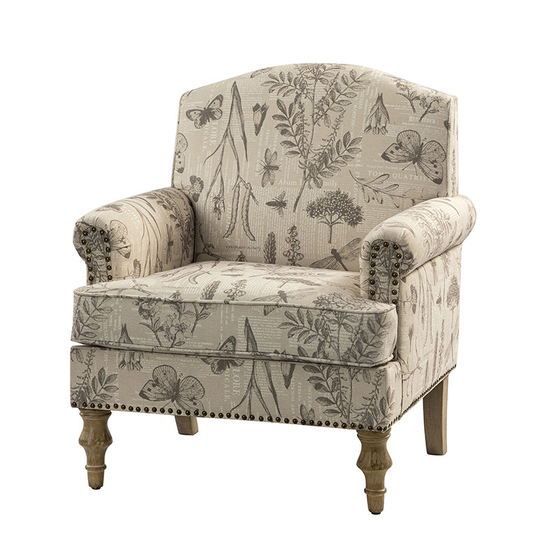 Raphael Farmhouse Armchair with Wooden Legs - Sturdy Frame Accent Chair for Living Room, Bedroom & Office (Multiple Styles Available)