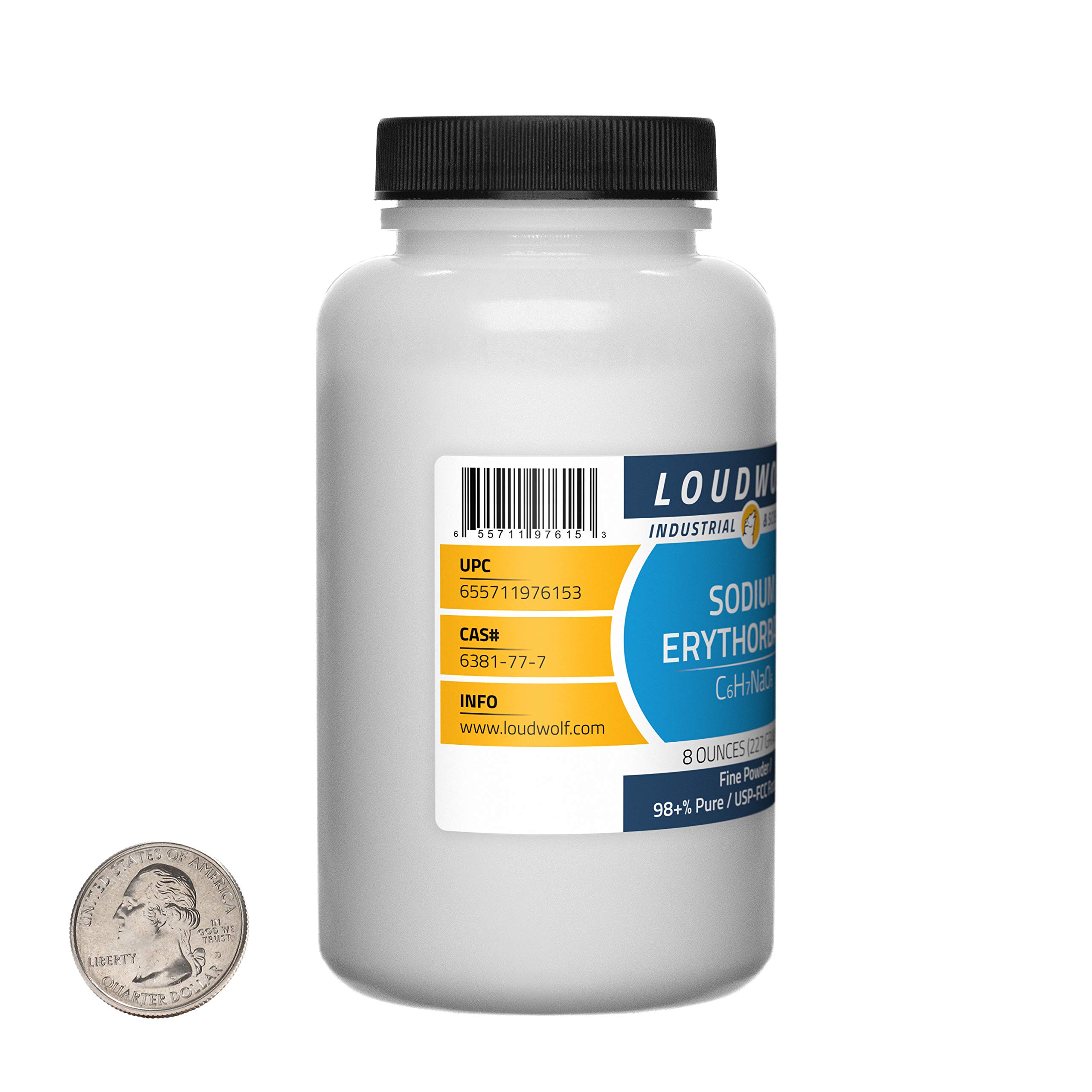 Premium Sodium Erythorbate 1 Pound (2 Bottles) - 98+% Pure USP-FCC Food Grade Fine Powder for Meat Curing, Food Preservation & Beverage Processing