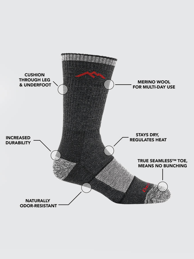 Darn Tough 1405 Men's Hiker Boot Midweight Hiking Socks with Full Cushion - Comfortable & Durable for Outdoor Adventures, Backpacking & Trail Running