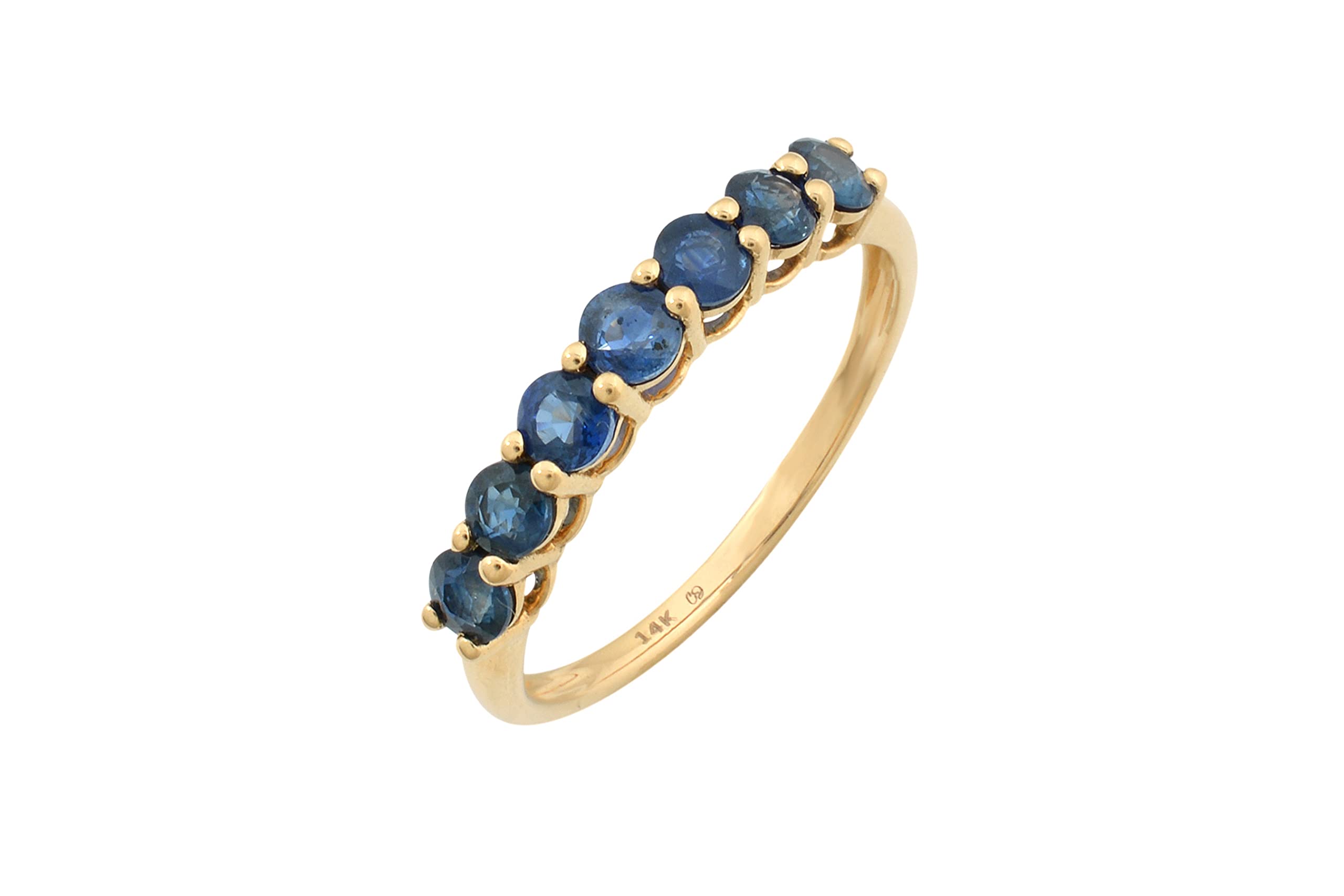 Mirahi September Birthstone Eternity Band Ring - 14K Solid Yellow Gold Women's Anniversary Ring with 3mm Round Cut 0.7 Carat Natural Blue Sapphire - Perfect for Wedding, Engagement, Birthday Gift & Everyday Elegance
