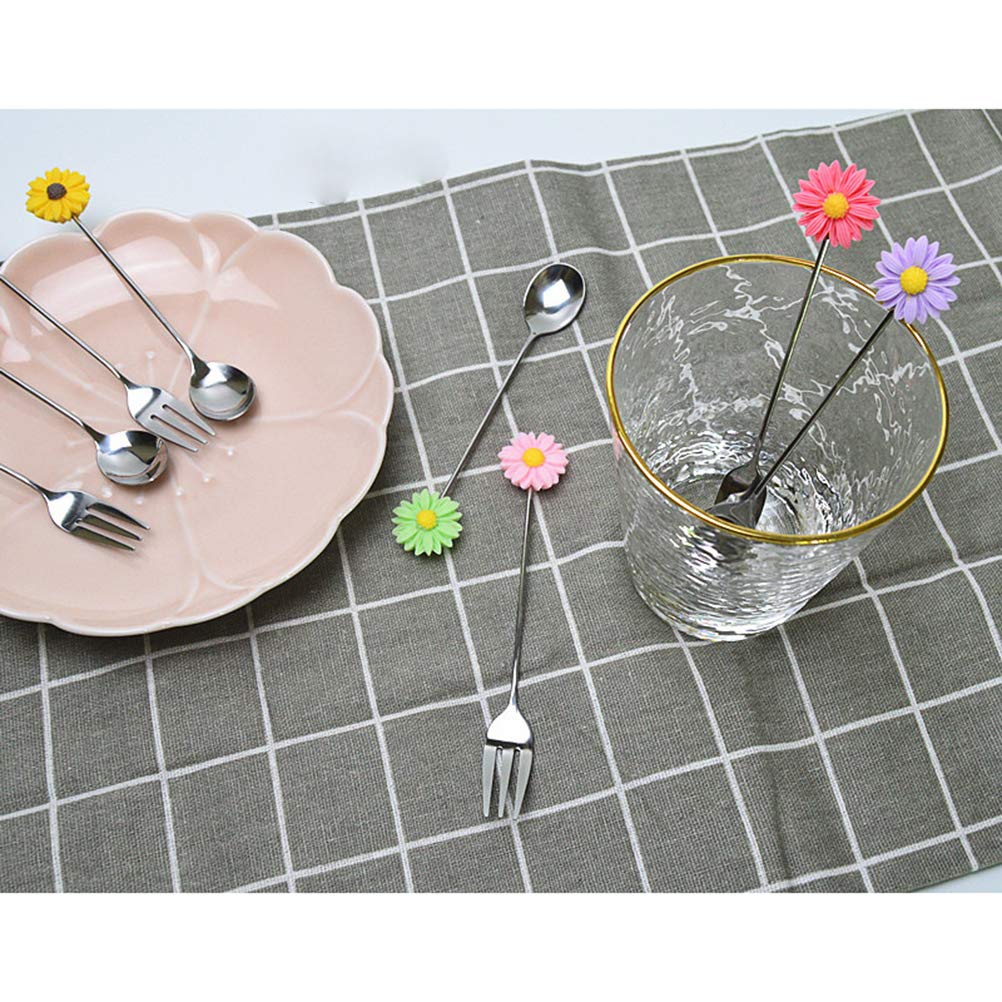 3-Piece Espresso Stirring Spoon Set - Stainless Steel Coffee Mixer Wand, Honey & Condiment Spoons, Daisy Design Stir Stick for Espresso, Tea, Hot Chocolate - Perfect for Home, Cafe & Office Use