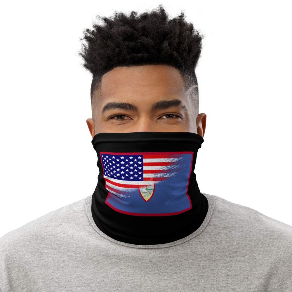 USA Guam Flag Polynesian Neck Gaiter - American Immigrant Face Mask & Skull Cap Tube - Breathable UV Protection for Outdoor Activities, Hiking, Cycling, and Cultural Heritage Gifts