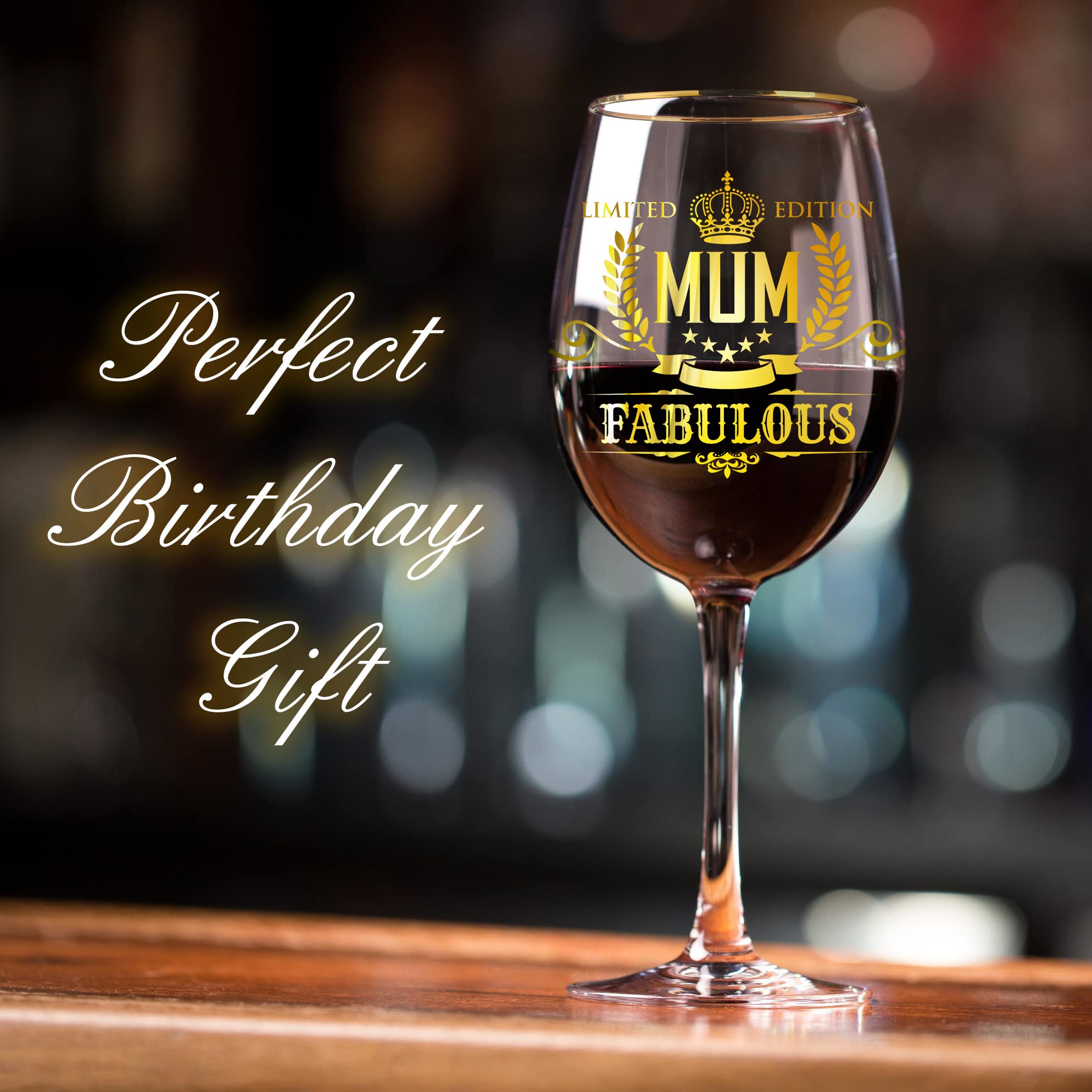 Personalized CROWNLY CRYSTAL® Wine Glass - Elegant Mother's Day Gift for Mum, Birthday Present for Women, Custom Mom Gifts - Perfect for Wine Tasting, Anniversary Celebrations & Special Occasions