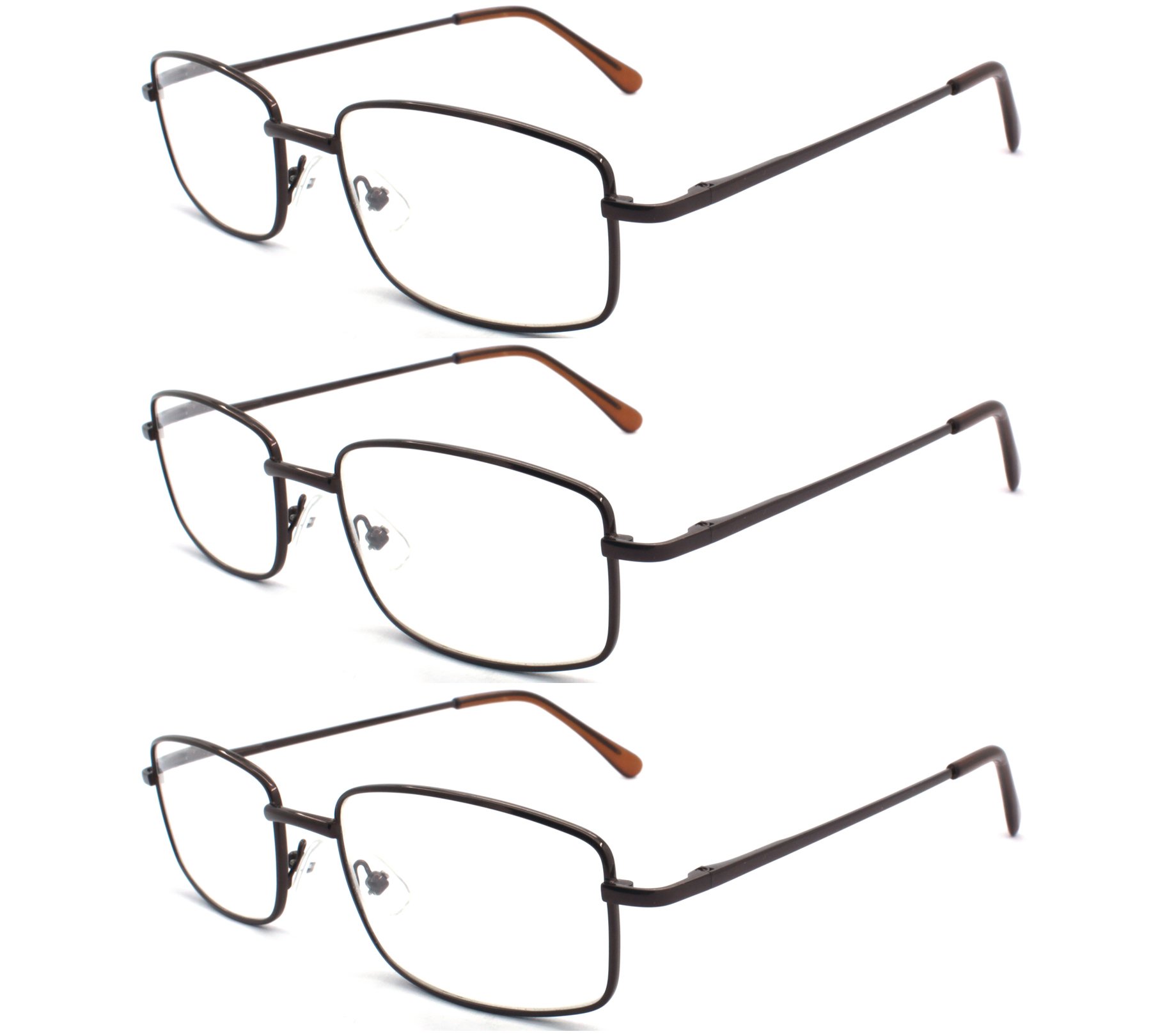 Extra Wide Rectangular Metal Reading Glasses for Men and Women - Lightweight Blue Light Blocking Readers for Office, Reading & Computer Work