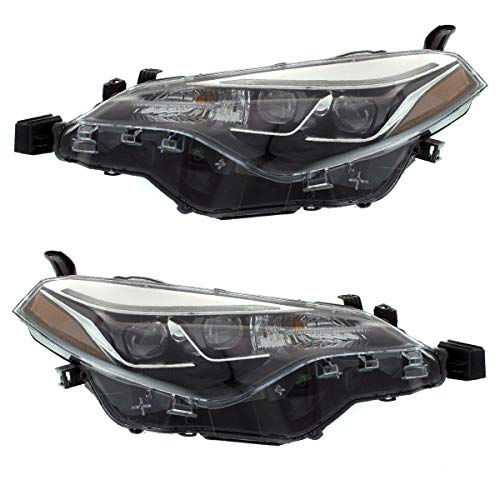 Toyota Corolla 2017-2019 LED Daytime Running Lights & Halogen Headlight Assembly Set - Left & Right Pair for Improved Visibility & Safety | Perfect for Night Driving, Foggy Conditions & Enhanced Style