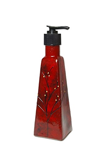 Hand Painted Sand and Water Creations Soap Dispenser - Red & Black for Bathroom, Kitchen, or Outdoor Sink Decor