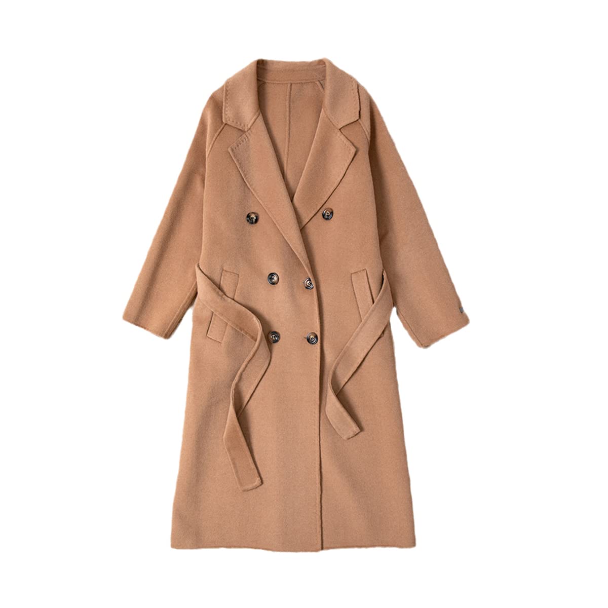 Women's Double-Breasted Wool Coat - Warm Winter Long Coat with Lapel Collar for Autumn & Winter Fashion | Perfect for Office, Dating & Outdoor Activities