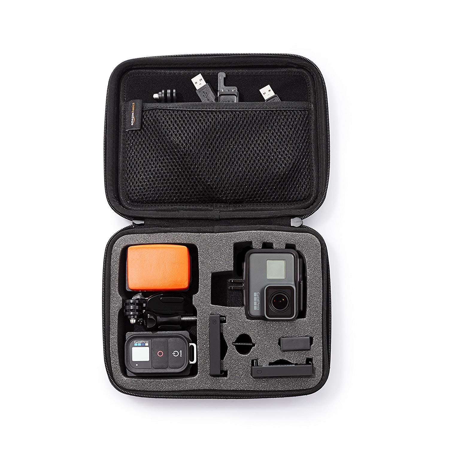 Amazon Basics Medium Waterproof Carry Case for GoPro Hero 11/10/9/8/7 - Protective Travel Storage Bag with Headband Mount - Perfect for Hiking, Cycling & Outdoor Adventures