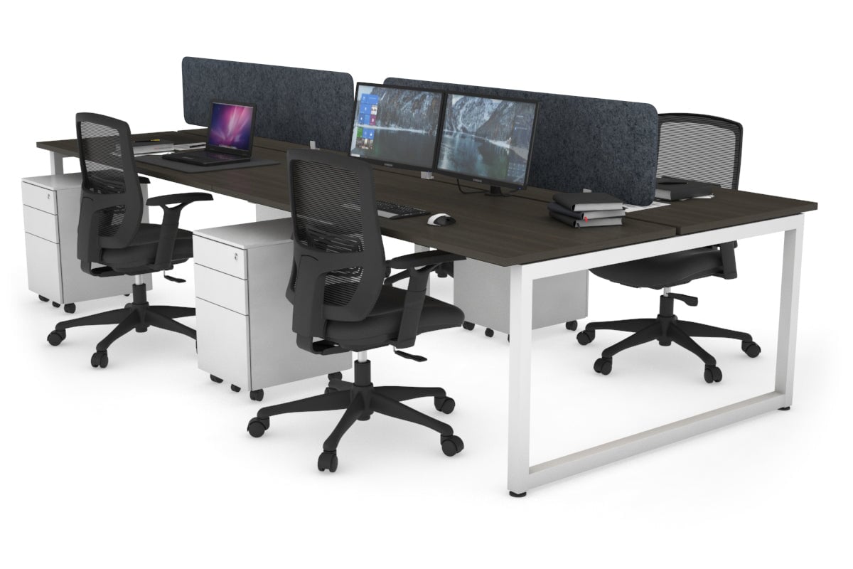 Quadro Loop Legs 4-Person Office Workstation - 1400L x 700W Modern Collaborative Desk for Team Workspaces | Perfect for Open Offices, Coworking Spaces & Conference Rooms