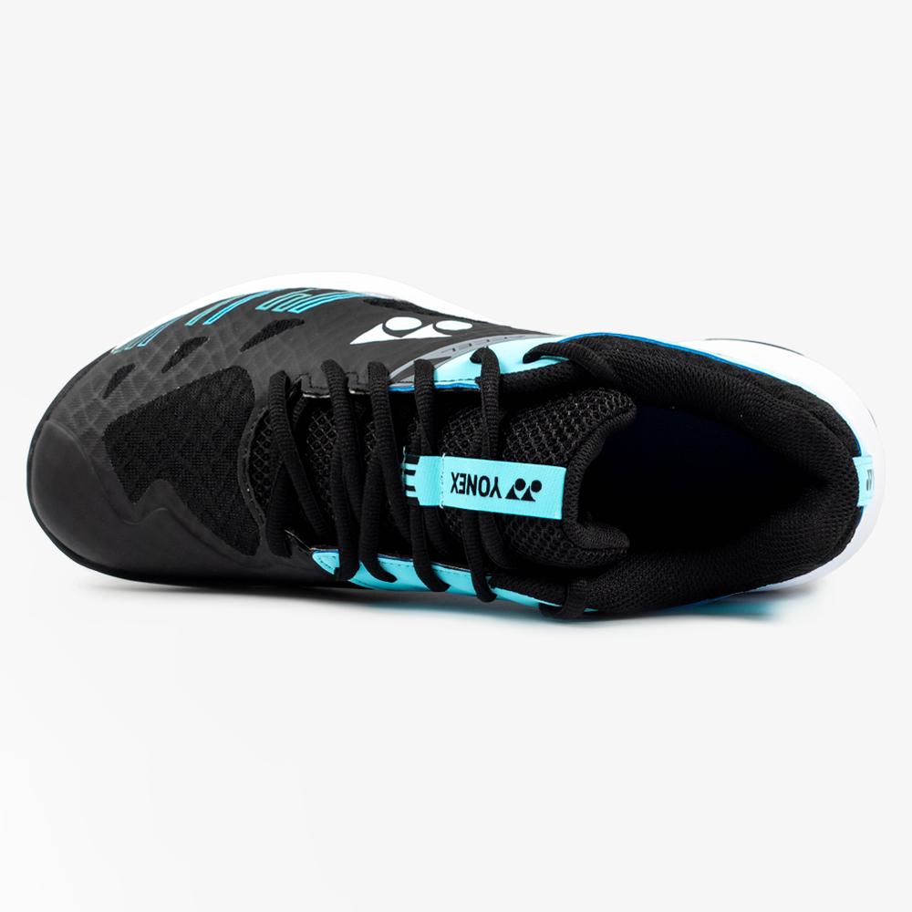 Yonex Cascade Accel Wide Badminton Shoes for Men & Women - Black/Ice Blue - Lightweight & Breathable for Indoor Sports & Training