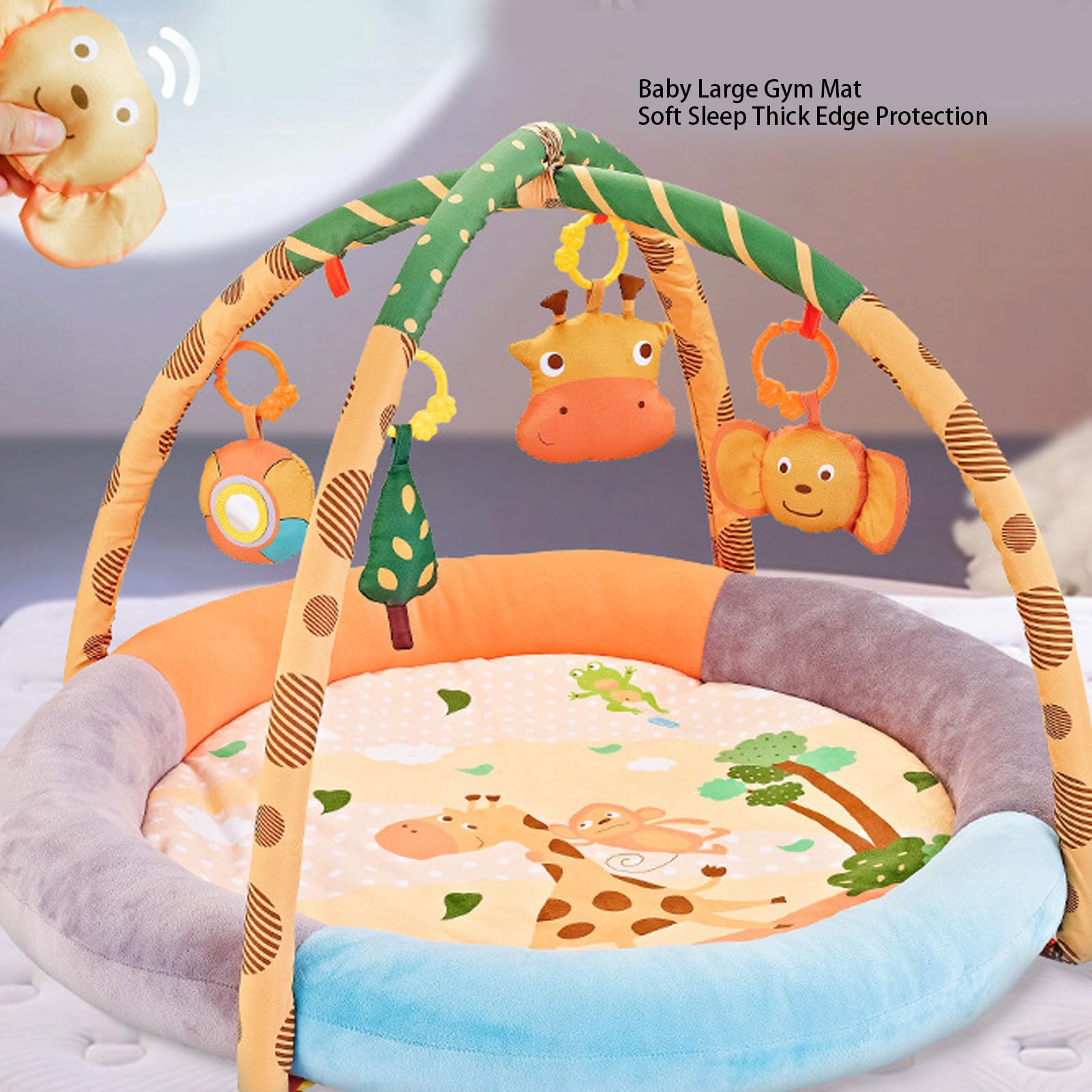 Soft Plush Baby Play Gym & Activity Mat with Pendant Toys - Cotton Filled Tummy Time Floor Mat for Infants | Also Perfect as Cozy Cat Bed or Dog Bed for Small Pets | Ideal for Nursery Playtime, Crawling Practice & Pet Nap Time