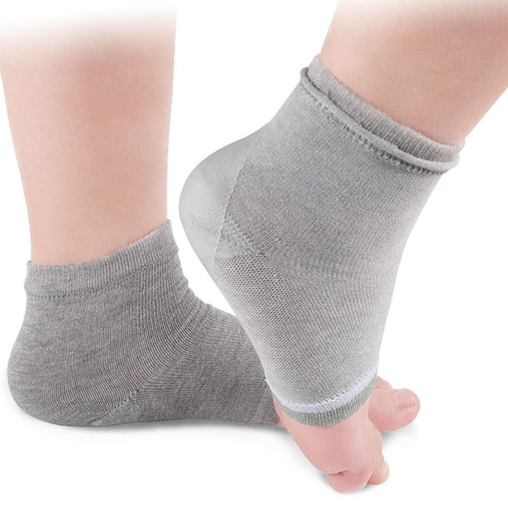 Milisten Silicone Moisturizing Heel Socks - Pair of Toeless Spa Socks for Dry Cracked Heels Treatment & Healing (Grey) - Perfect for Overnight Foot Care & Relaxation at Home