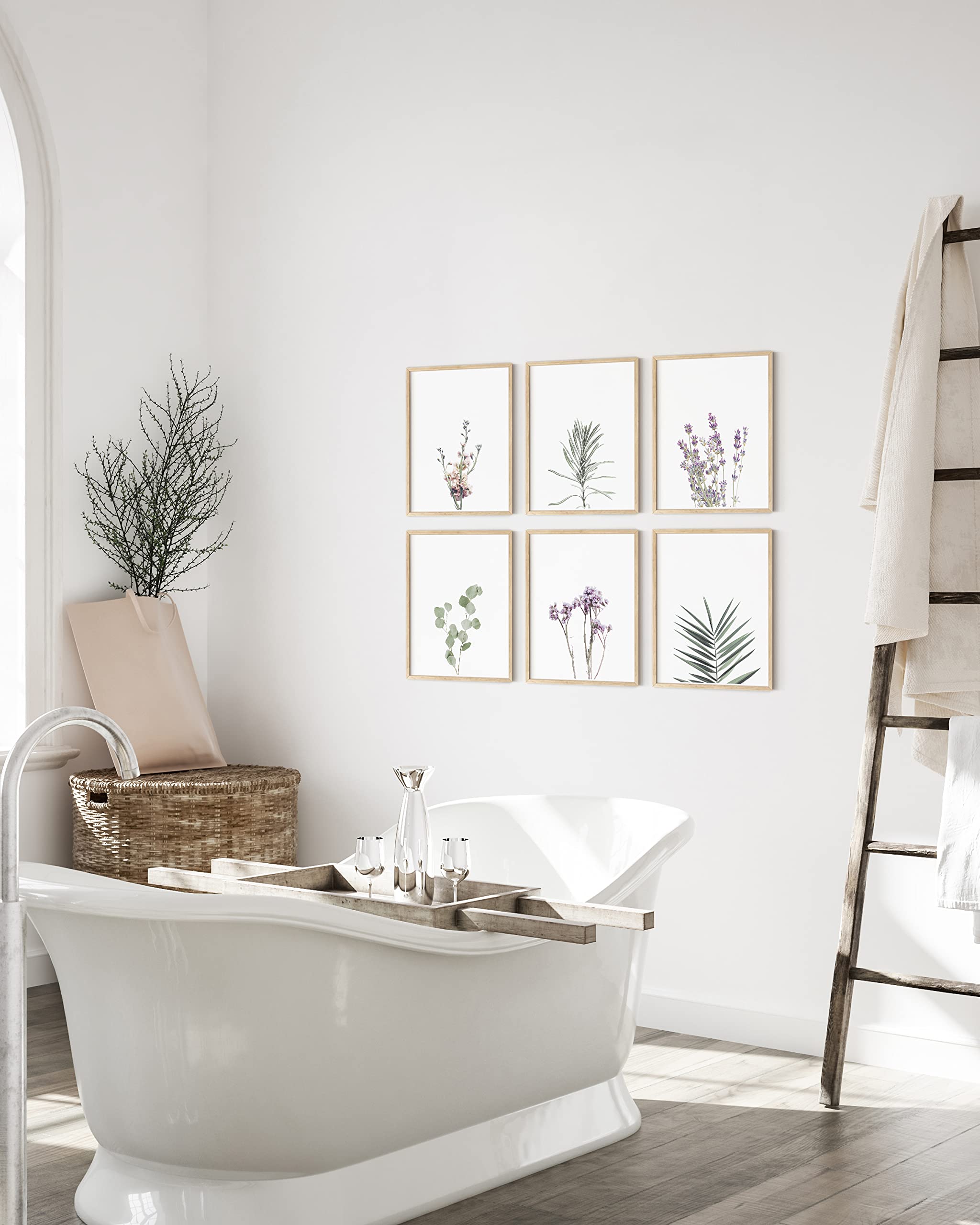 HAUS AND HUES Set of 6 Floral & Botanical Prints - Wildflower Wall Art, Plant Posters for Home Decor (11x14, Beige Frame) | Perfect for Living Room, Bedroom, Nursery & Office Wall Decor