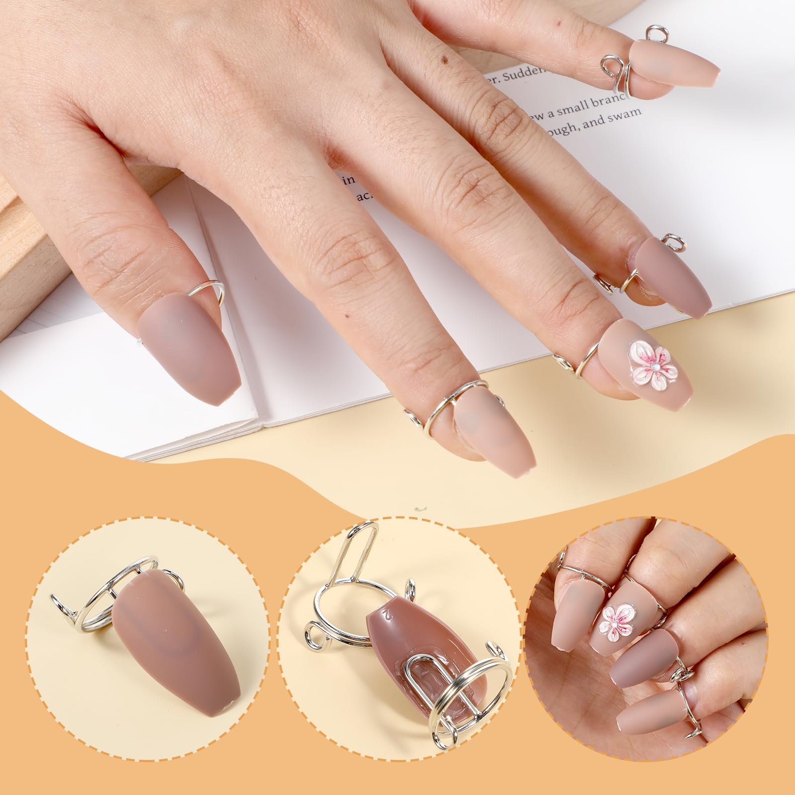 10PCS Adjustable Reusable Metal Nail Rings for Women - Detachable Fake Nail Hoops for Acrylic Nails (No Adhesive Needed) - Perfect for Nail Art, Parties, and Fashion Accessories