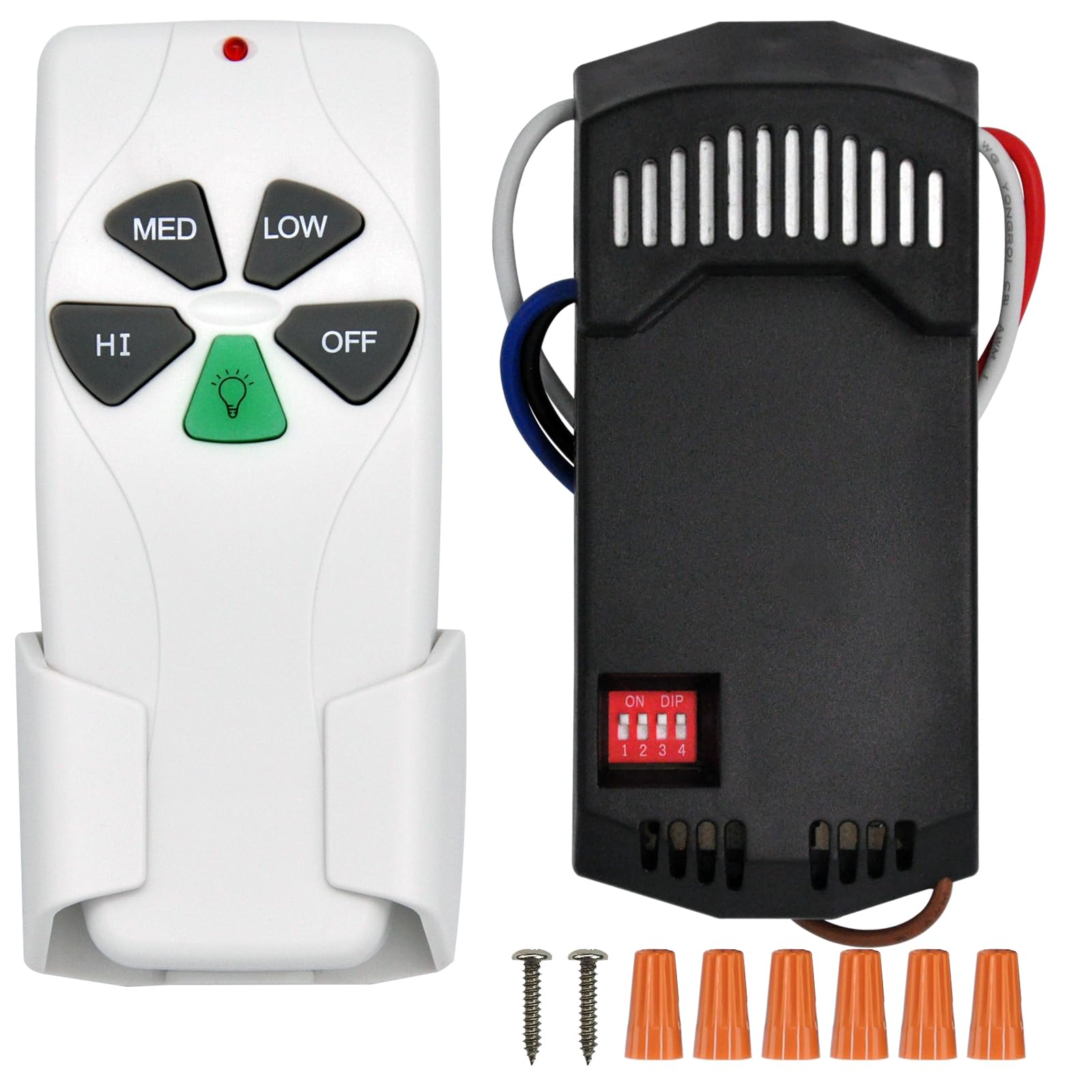 Universal Ceiling Fan Remote Control Kit - Replacement for Harbor Breeze, Hampton Bay & Hunter Fans - Includes FAN28R Receiver & FAN-53T Remote with Light Dimmer & 3-Speed Settings - 120V AC Compatible - Perfect for Bedroom, Living Room & Outdoor Patio Ceiling Fans