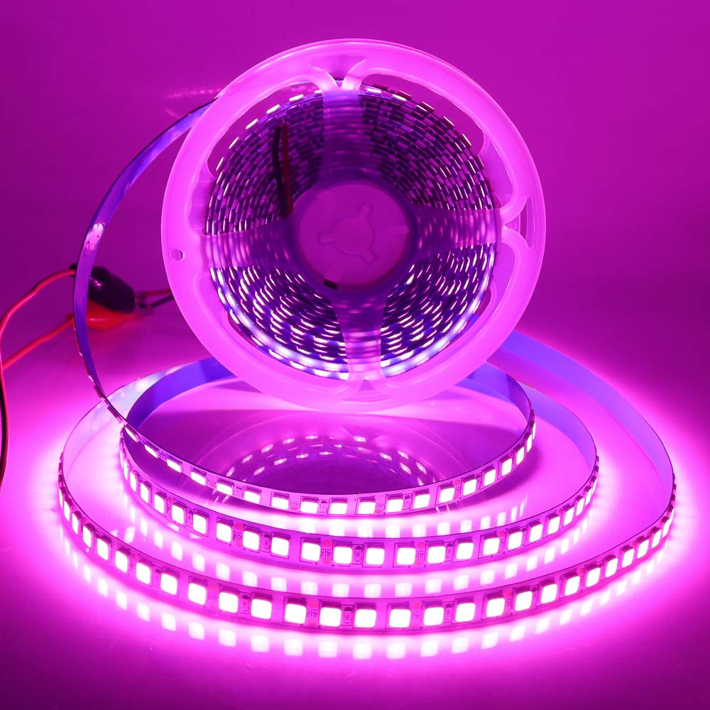 XUNATA 16.4ft LED Strip Lights, 600 SMD 5054 LEDs (Upgraded from 5050), 12V DC Waterproof IP67 Flexible Light Strips for Christmas, Home, Kitchen, Party & Indoor Decoration - Pink | Perfect for Bedroom, Living Room, Bar, Wedding & DIY Projects