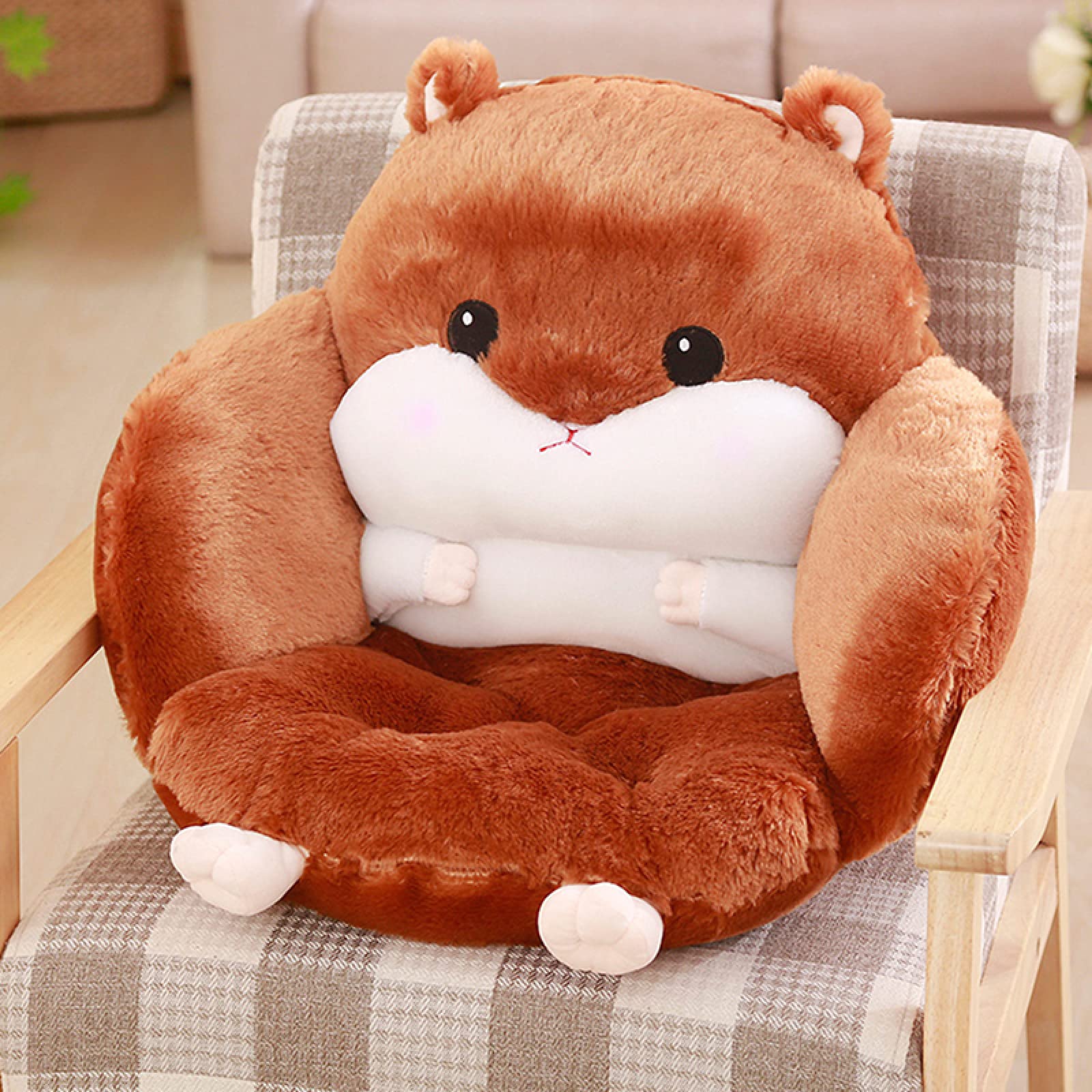 Premium Hamster Semi-Enclosed Back Support Cushion - Plush Lumbar Relief Seat Pad for Office Chair, Gaming, or Home Decor - Ergonomic Comfort for Work, Study & Relaxation