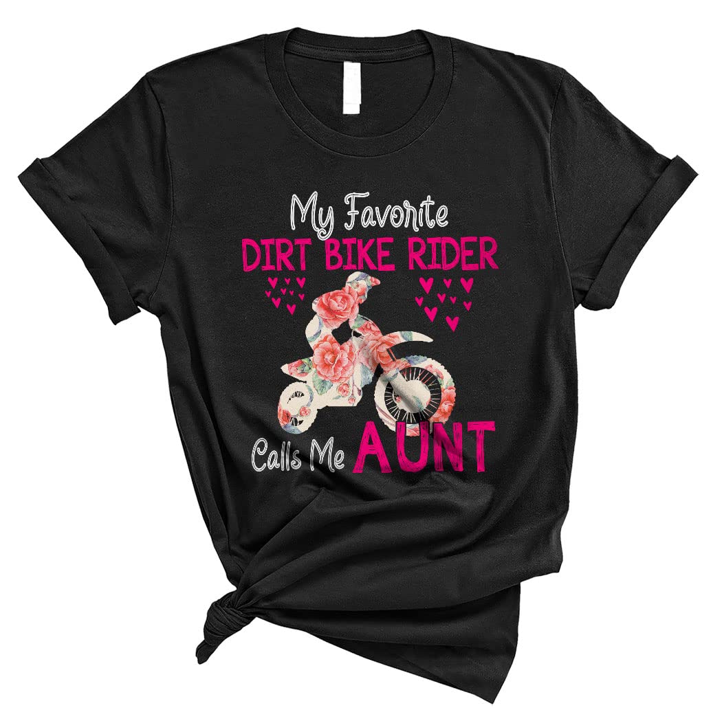 Funny Dirt Bike Rider Aunt T-Shirt - Unisex Mother's Day Gift with Floral Design | Perfect for Motorcycle Enthusiasts & Family Events